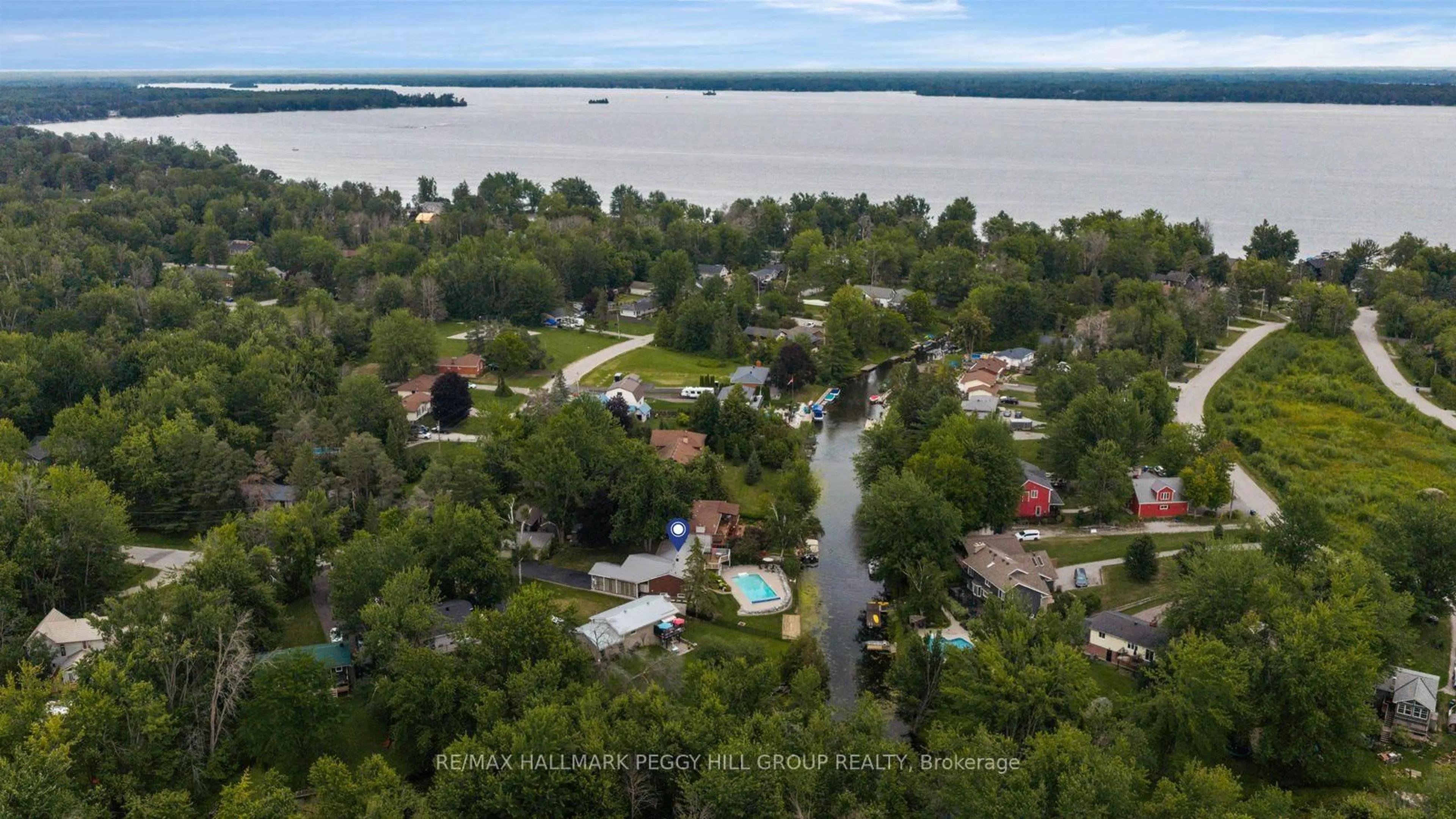 A pic from outside/outdoor area/front of a property/back of a property/a pic from drone, water/lake/river/ocean view for 3644 Shadow Creek Rd, Severn Ontario L3V 0V8