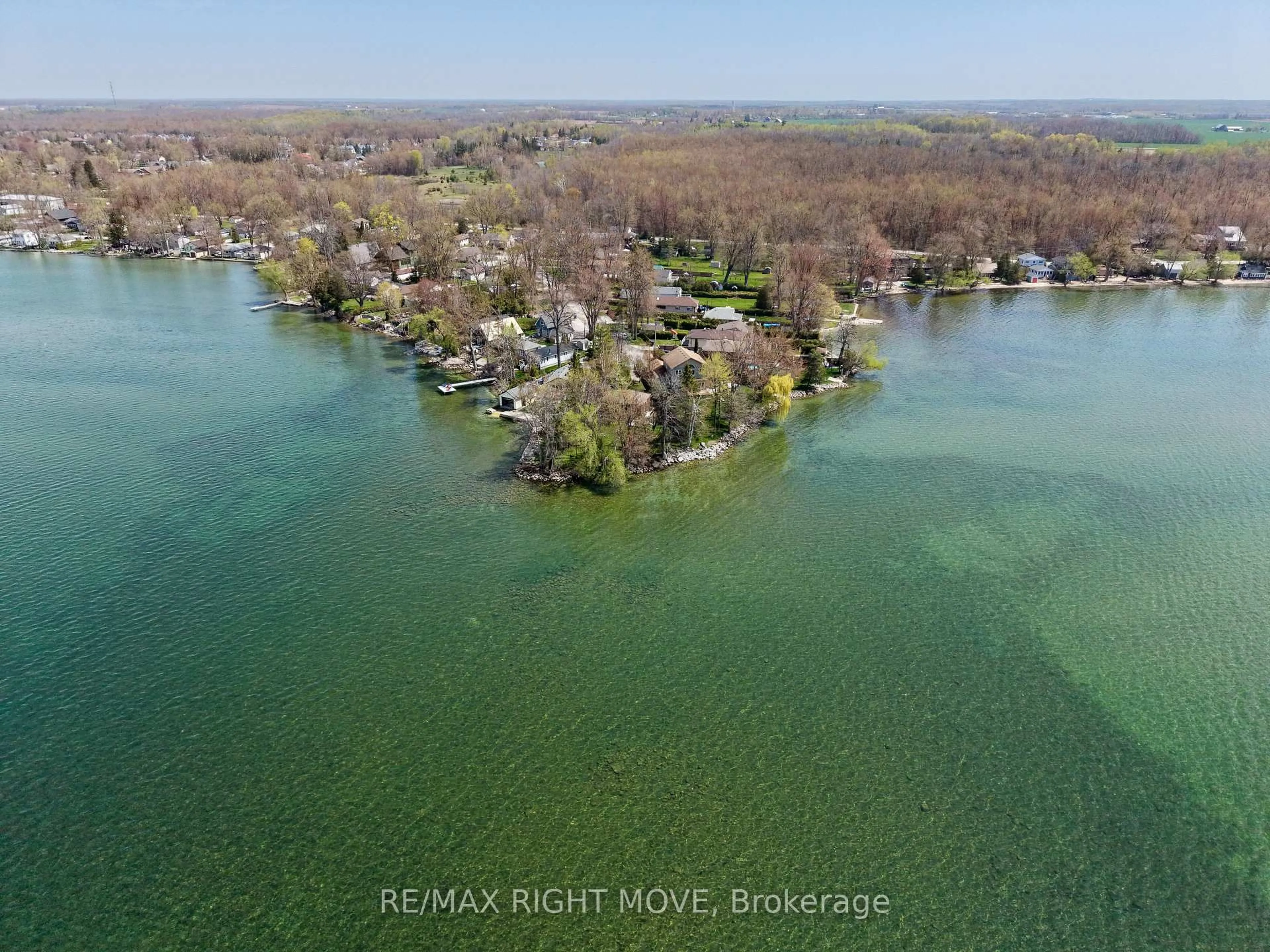 A pic from outside/outdoor area/front of a property/back of a property/a pic from drone, water/lake/river/ocean view for 2674 Lone Birch Tr, Ramara Ontario L0K 1B0