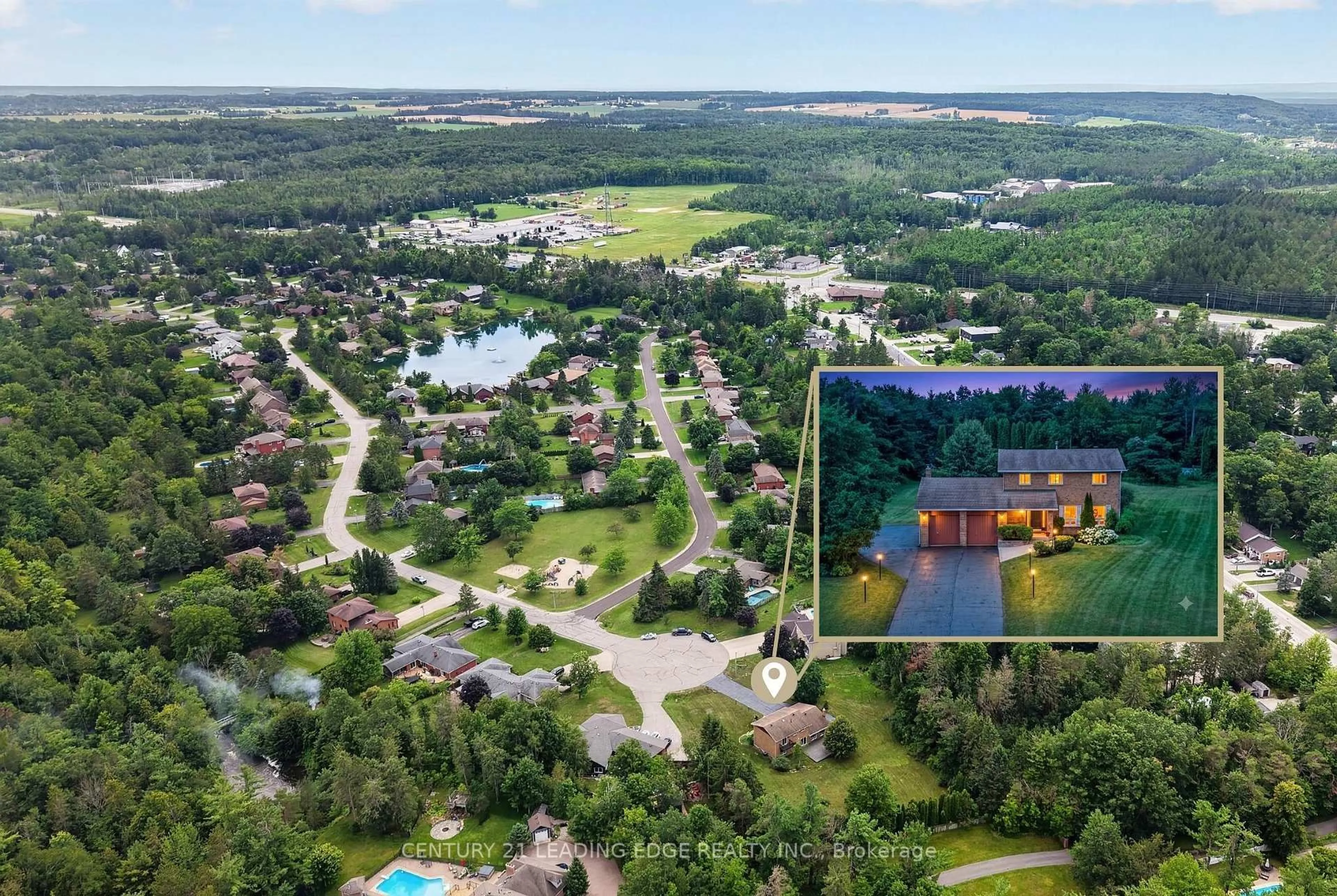 A pic from outside/outdoor area/front of a property/back of a property/a pic from drone, water/lake/river/ocean view for 6 Cairns Blvd, Springwater Ontario L9X 0N8