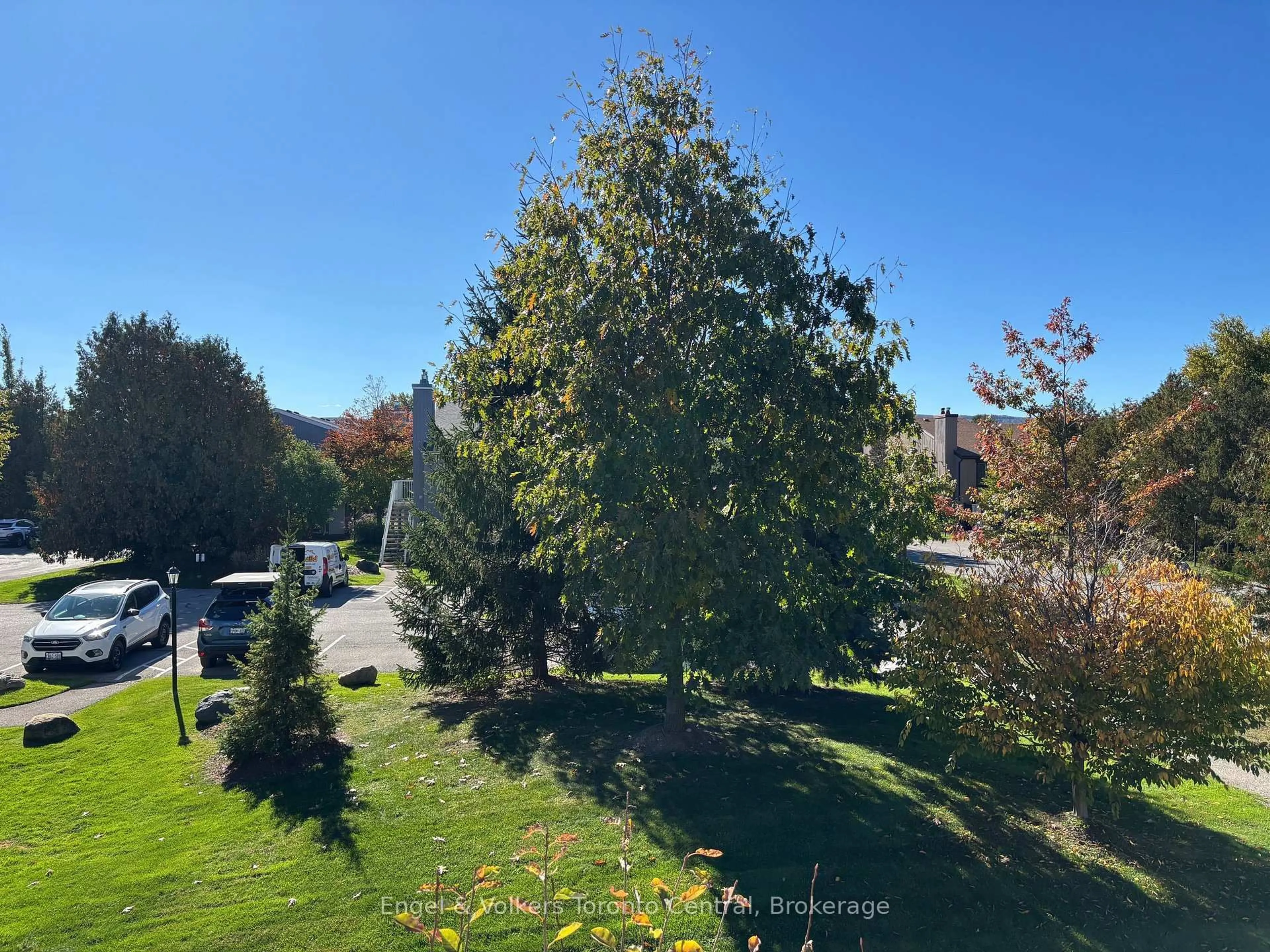 A pic from outside/outdoor area/front of a property/back of a property/a pic from drone, forest/trees view for 23 Dawson Dr #93, Collingwood Ontario L9Y 5B4