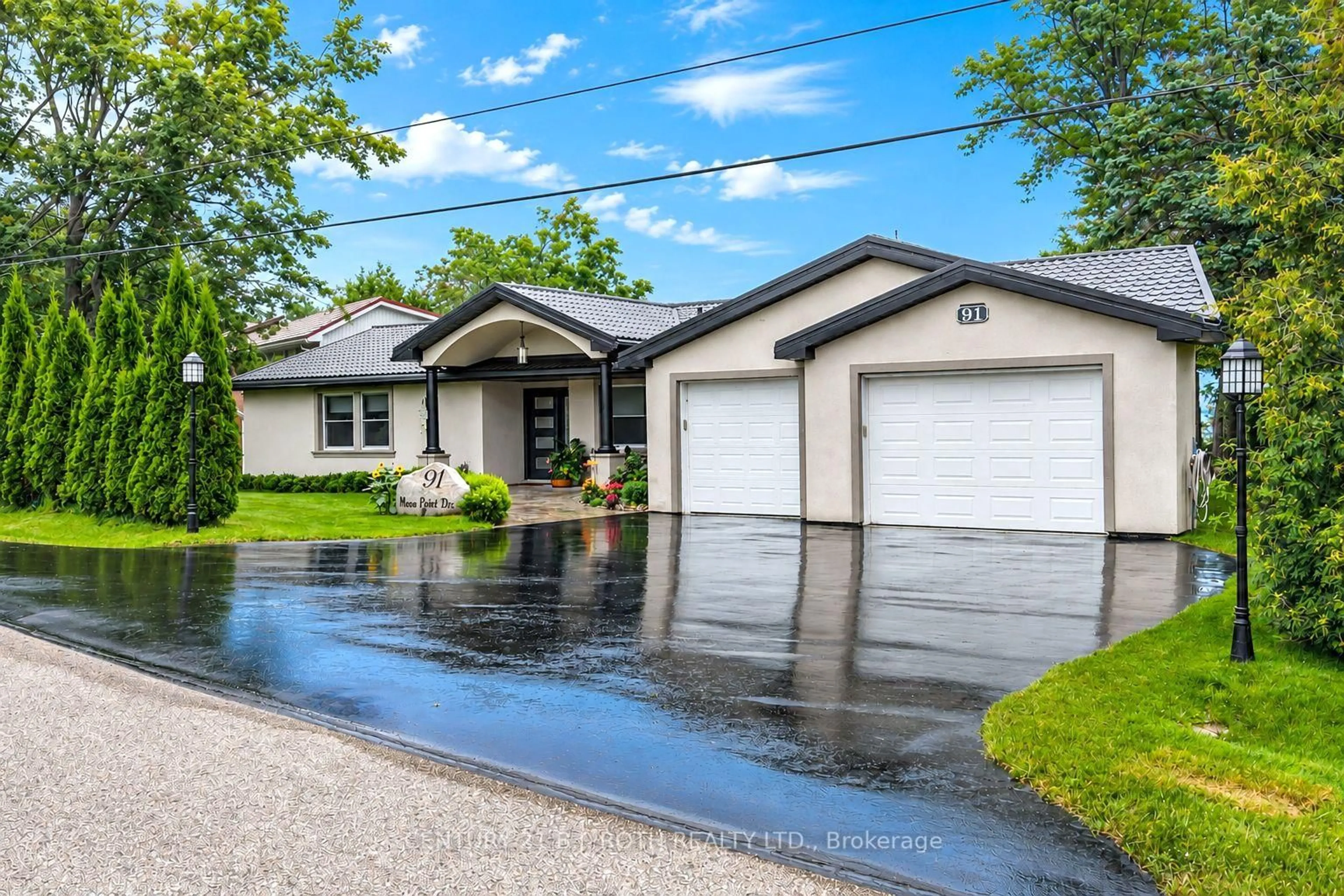 Home with vinyl exterior material, street for 91 Moon Point Dr, Oro-Medonte Ontario L3V 0R8