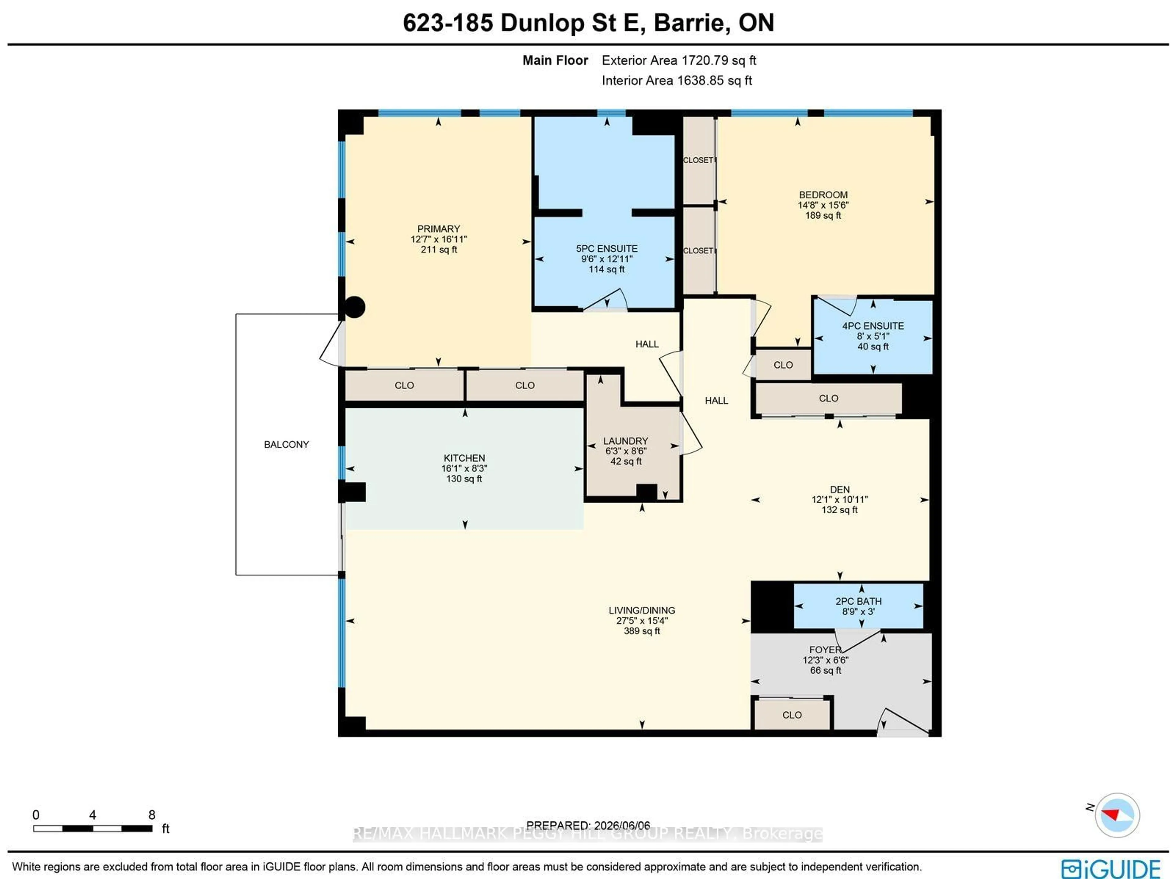 Floor plan for 185 Dunlop St #623, Barrie Ontario L4M 0L7