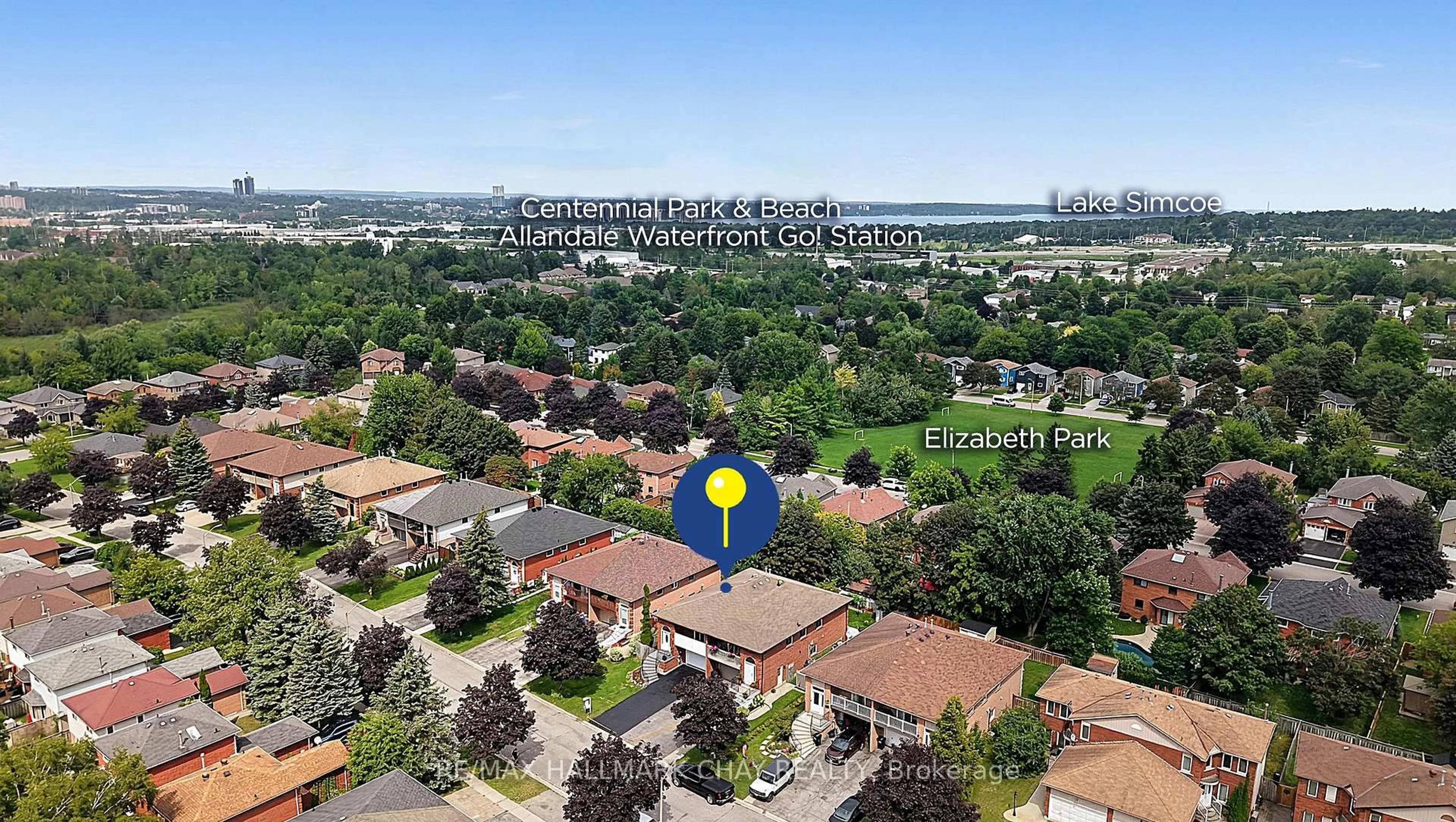 A pic from outside/outdoor area/front of a property/back of a property/a pic from drone, city buildings view from balcony for 29 Porritt St, Barrie Ontario L4N 6Y3