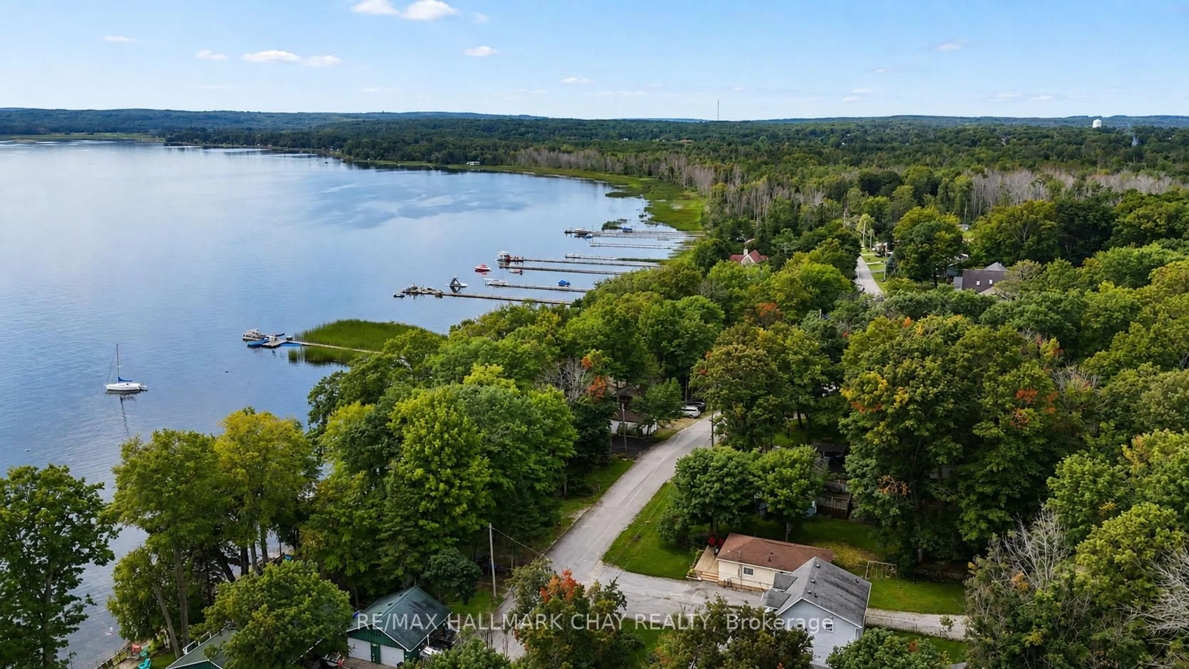A pic from outside/outdoor area/front of a property/back of a property/a pic from drone, water/lake/river/ocean view for 375 Robins Point Rd, Tay Ontario L0K 2A0