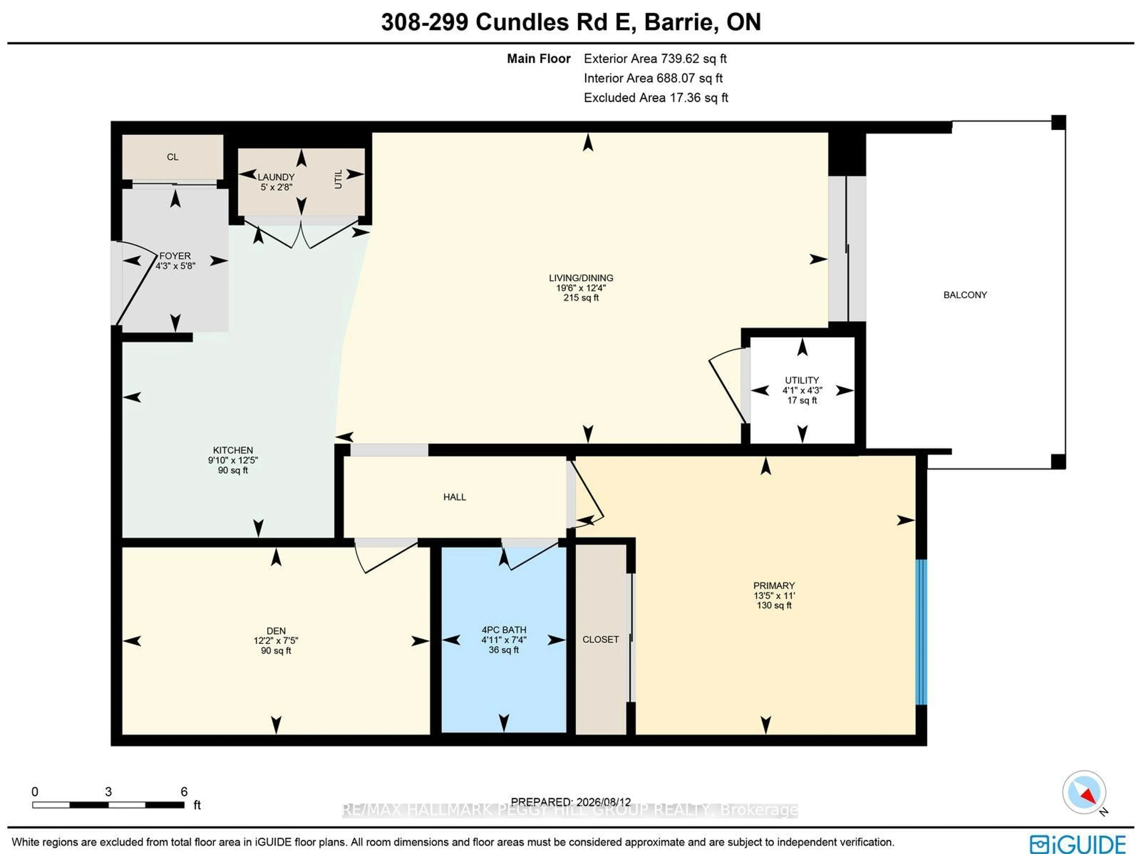 Floor plan for 299 Cundles Rd #308, Barrie Ontario L4M 0K9