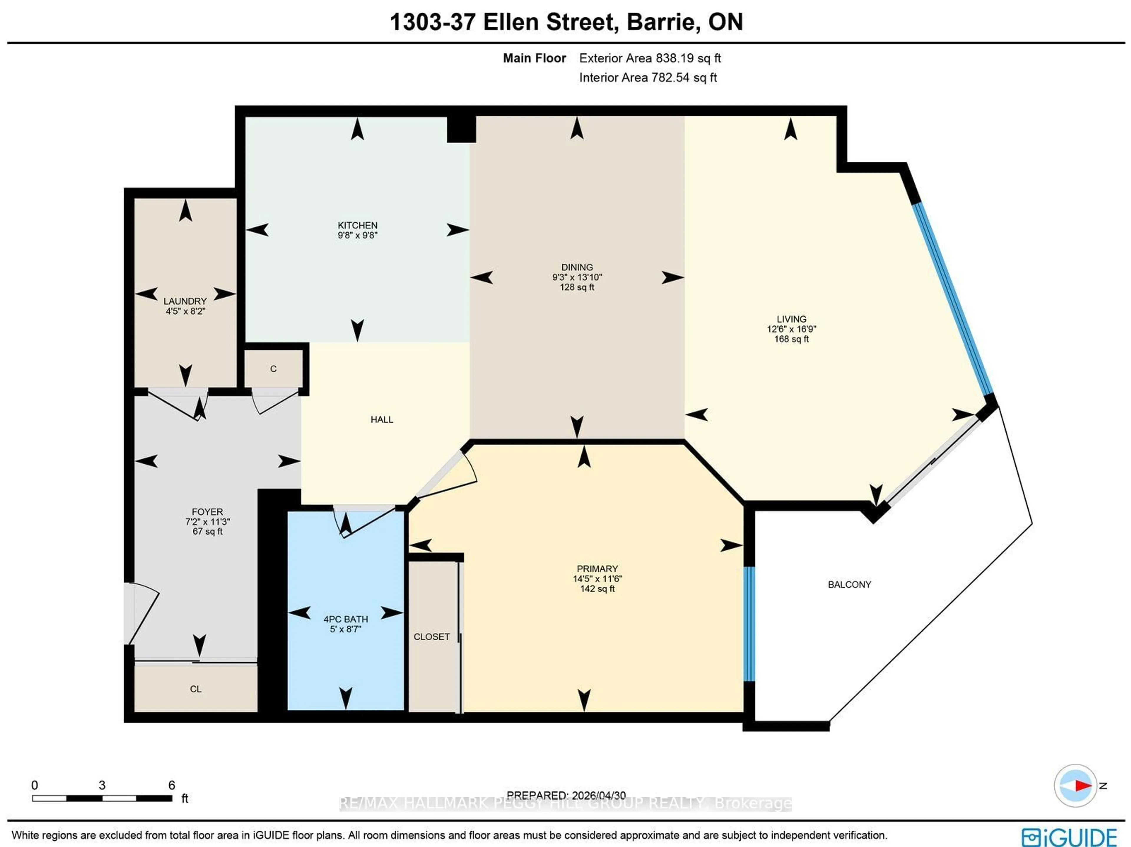 Floor plan for 37 Ellen St #1303, Barrie Ontario L4N 6G2