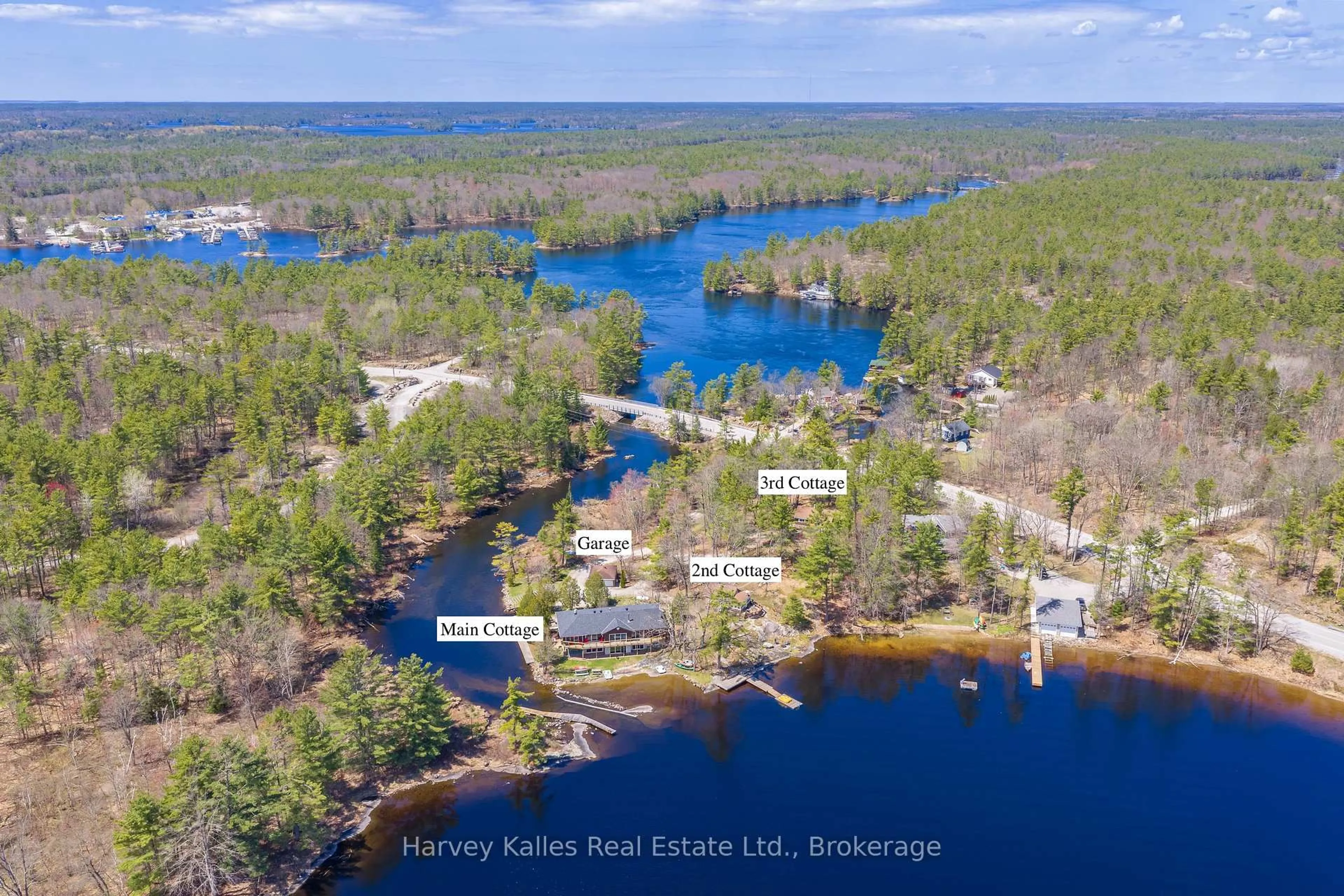 A pic from outside/outdoor area/front of a property/back of a property/a pic from drone, water/lake/river/ocean view for 6884 & 6892 Upper Big Chute Rd, Severn Ontario L0K 1E0