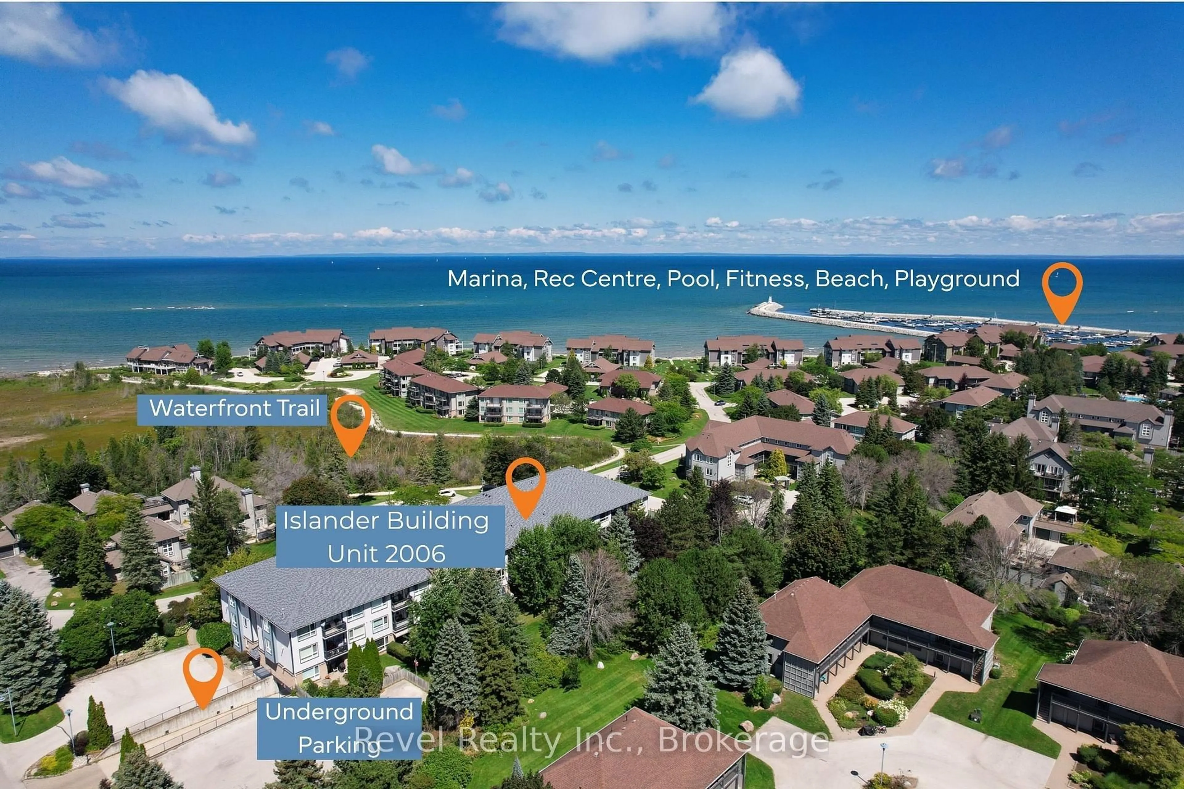 A pic from outside/outdoor area/front of a property/back of a property/a pic from drone, water/lake/river/ocean view for 750 Johnston Park Ave #2006, Collingwood Ontario L9Y 5C7