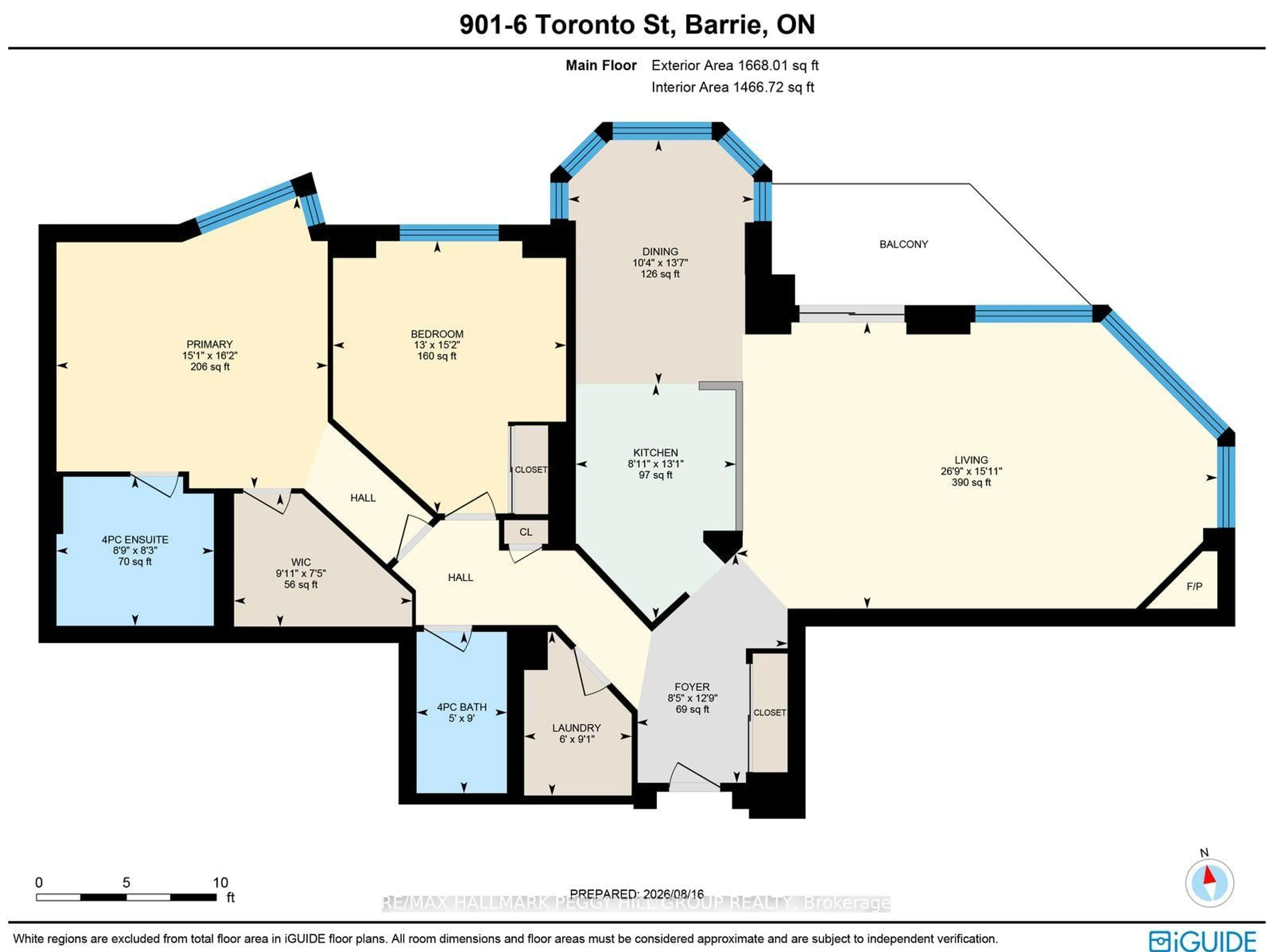 Floor plan for 6 Toronto St #901, Barrie Ontario L4N 9R2