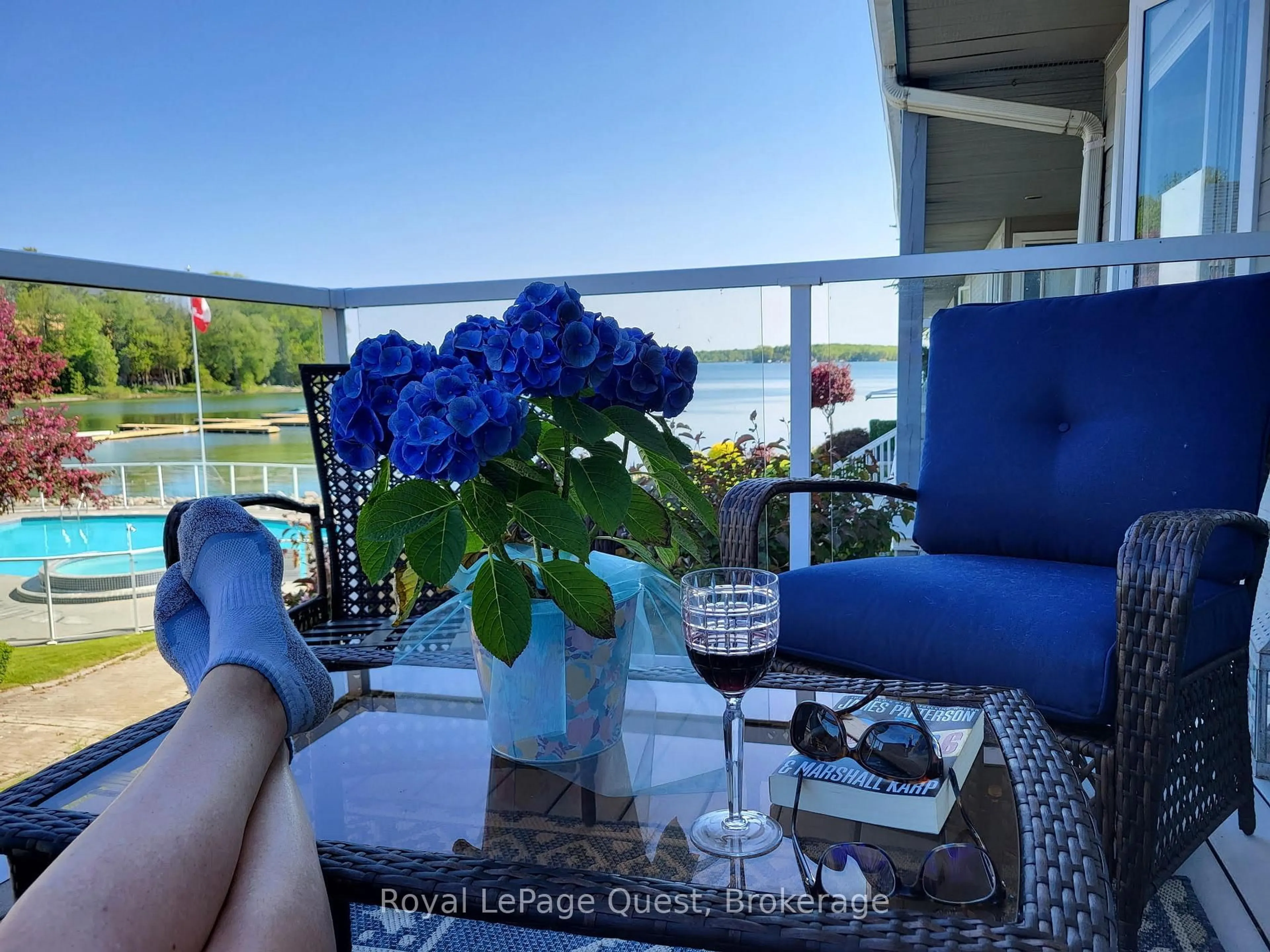 Balcony in the apartment, water/lake/river/ocean view for 585 Atherley Rd #202, Orillia Ontario L3V 7L5