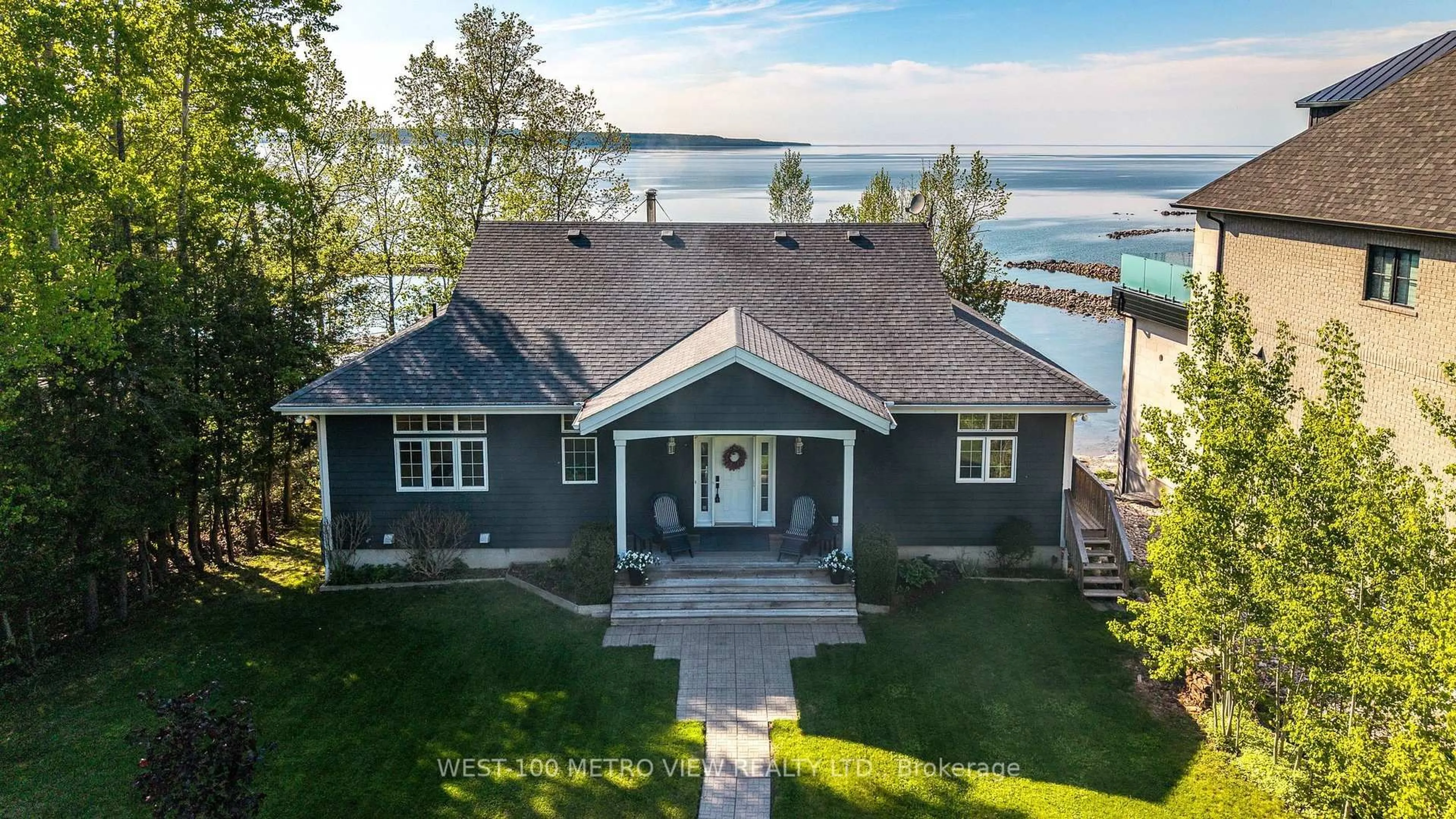 A pic from outside/outdoor area/front of a property/back of a property/a pic from drone, water/lake/river/ocean view for 458 SILVER BIRCH Dr, Tiny Ontario L9M 0M5