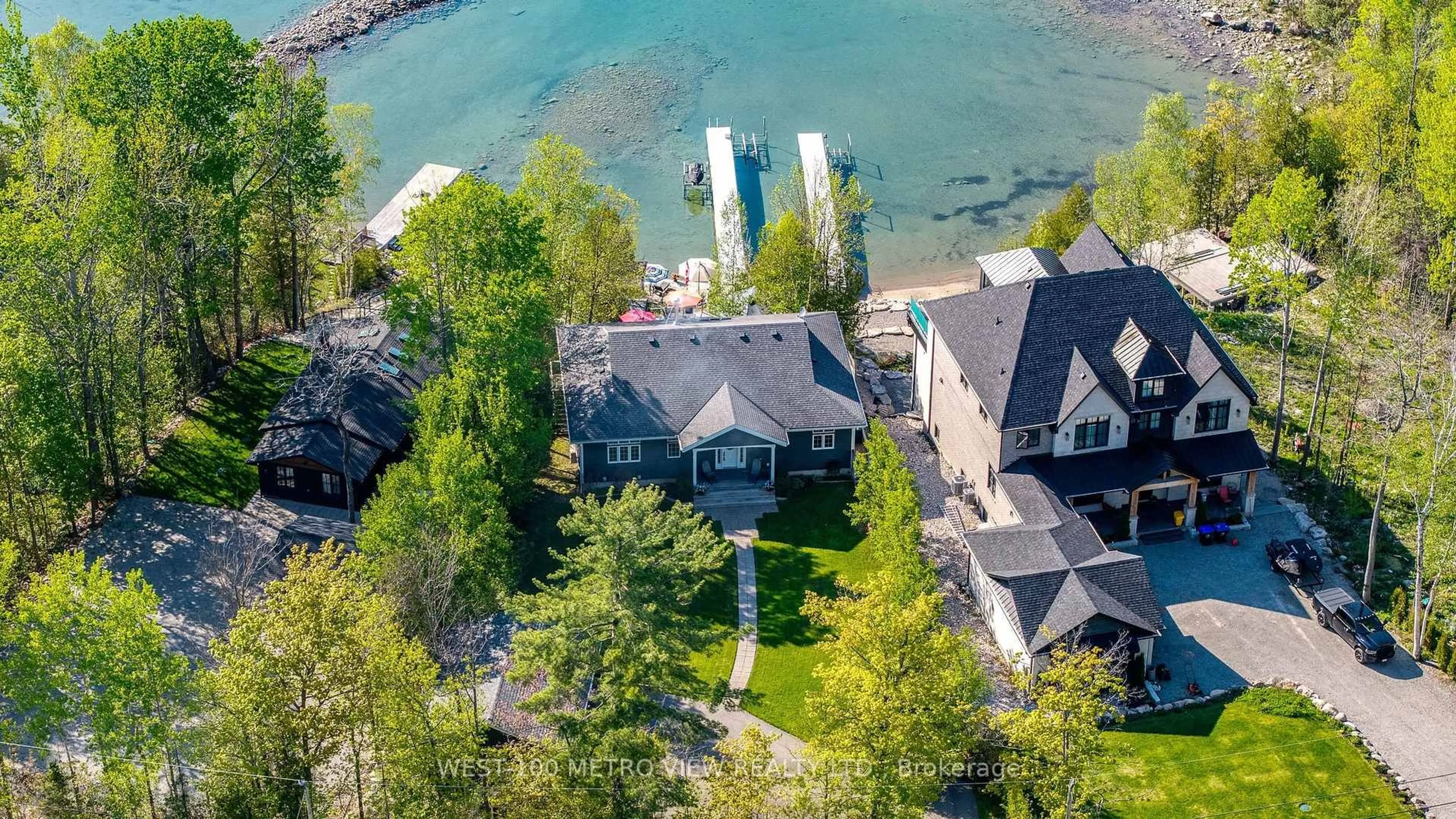 A pic from outside/outdoor area/front of a property/back of a property/a pic from drone, water/lake/river/ocean view for 458 SILVER BIRCH Dr, Tiny Ontario L9M 0M5