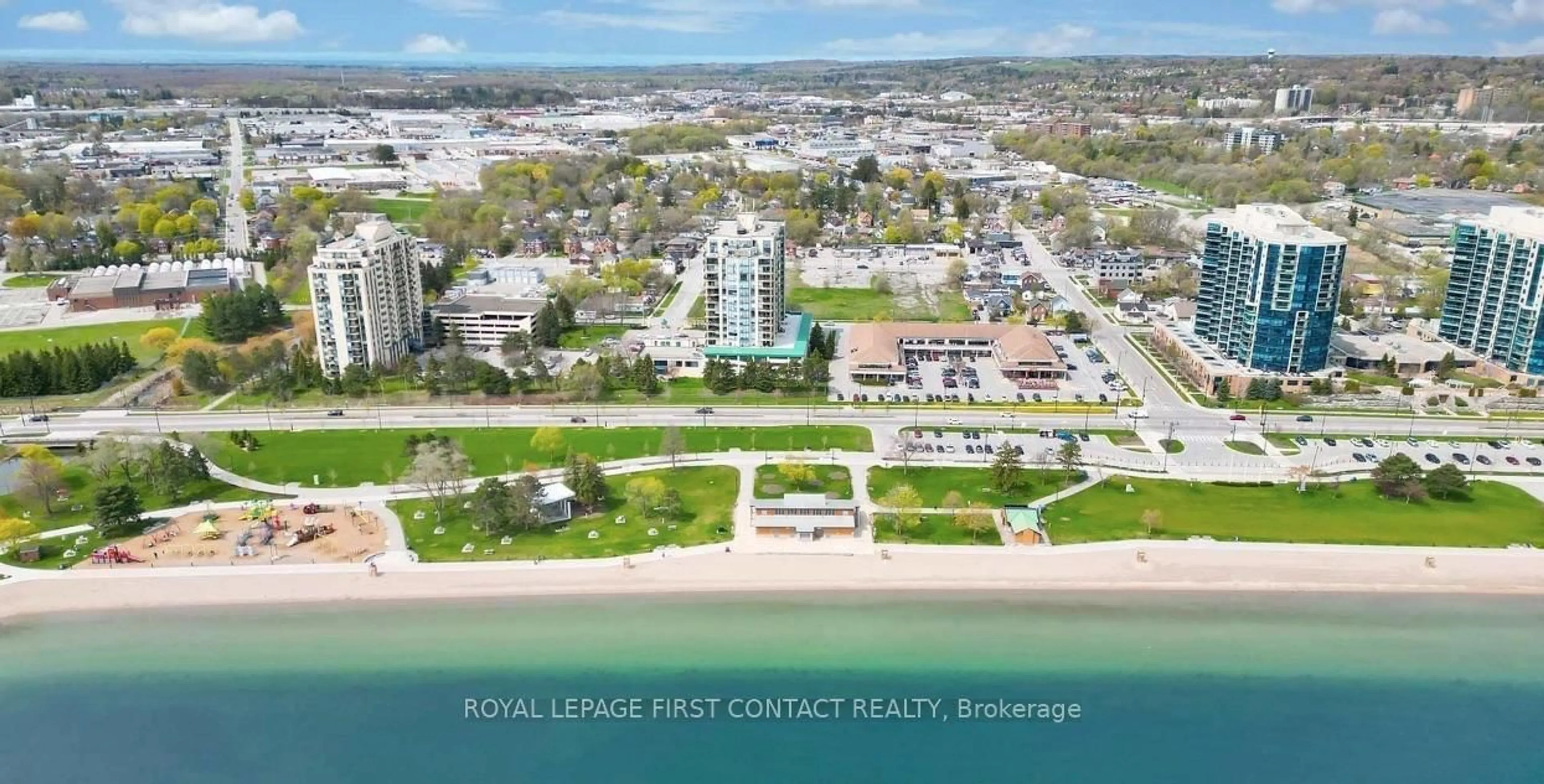 A pic from outside/outdoor area/front of a property/back of a property/a pic from drone, water/lake/river/ocean view for 65 Ellen St #709, Barrie Ontario L4N 3A5