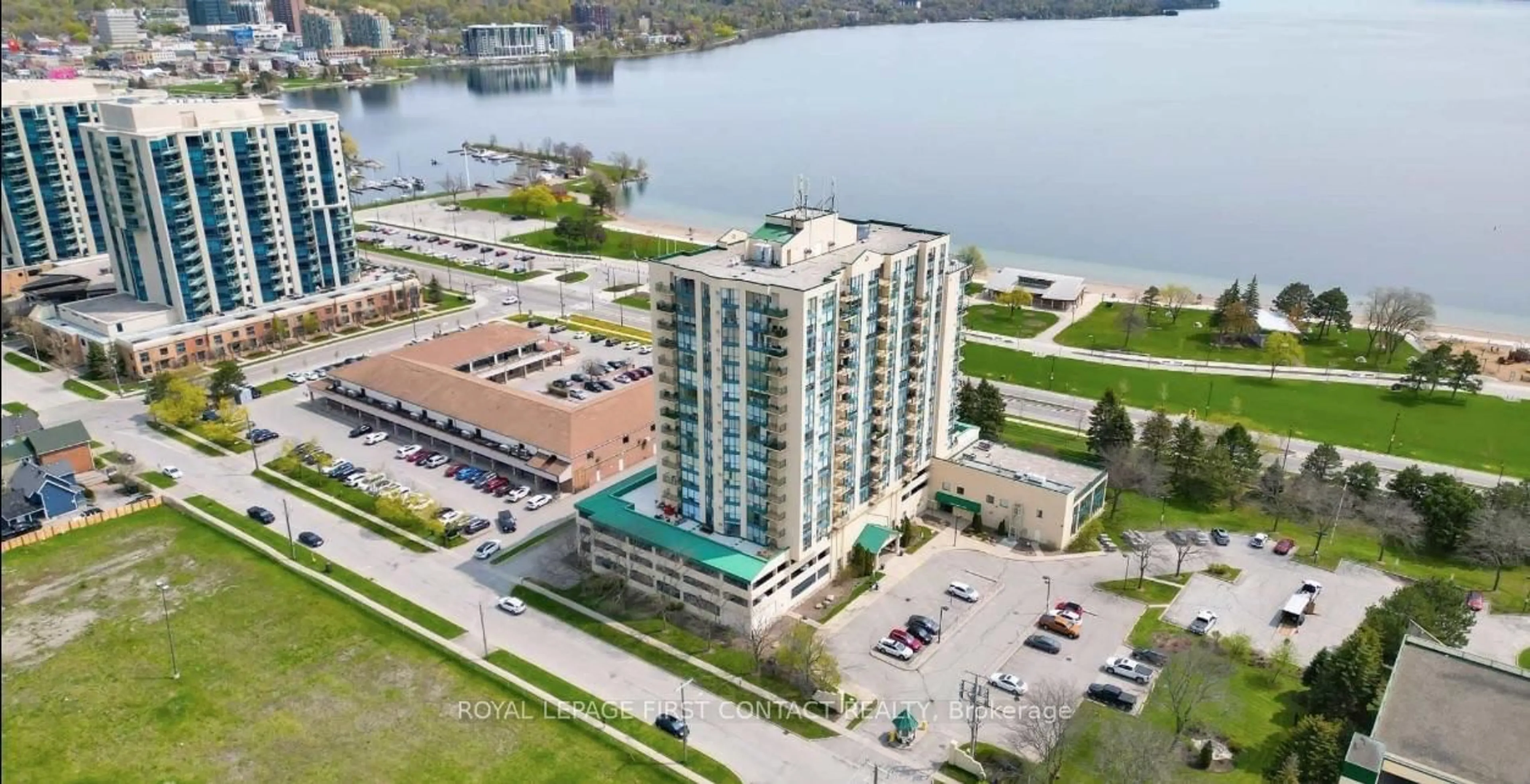 A pic from outside/outdoor area/front of a property/back of a property/a pic from drone, water/lake/river/ocean view for 65 Ellen St #709, Barrie Ontario L4N 3A5