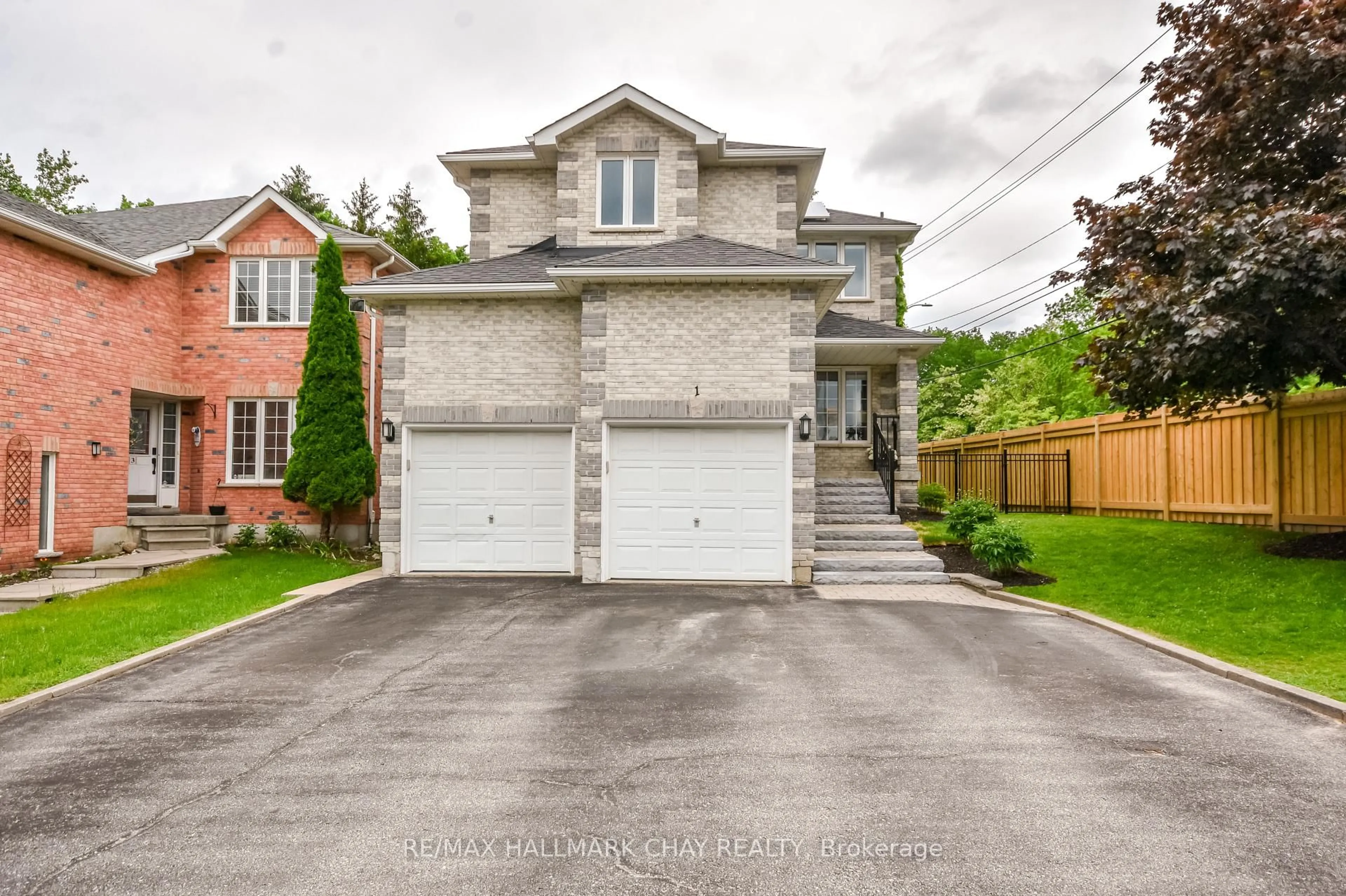 Home with brick exterior material, street for 1 Hawkins Dr, Barrie Ontario L4N 0A5
