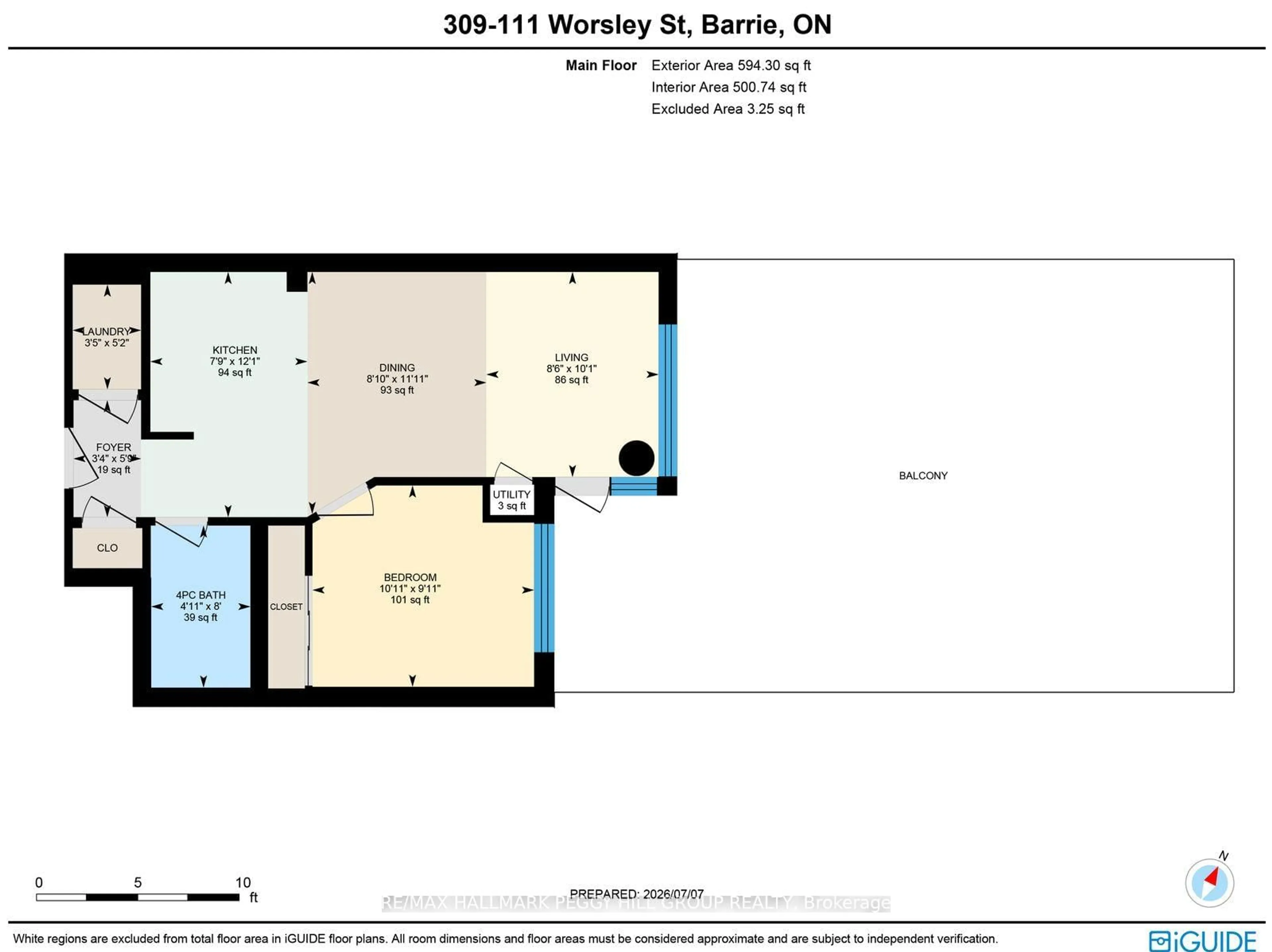Floor plan for 111 Worsley St #309, Barrie Ontario L4M 0J5