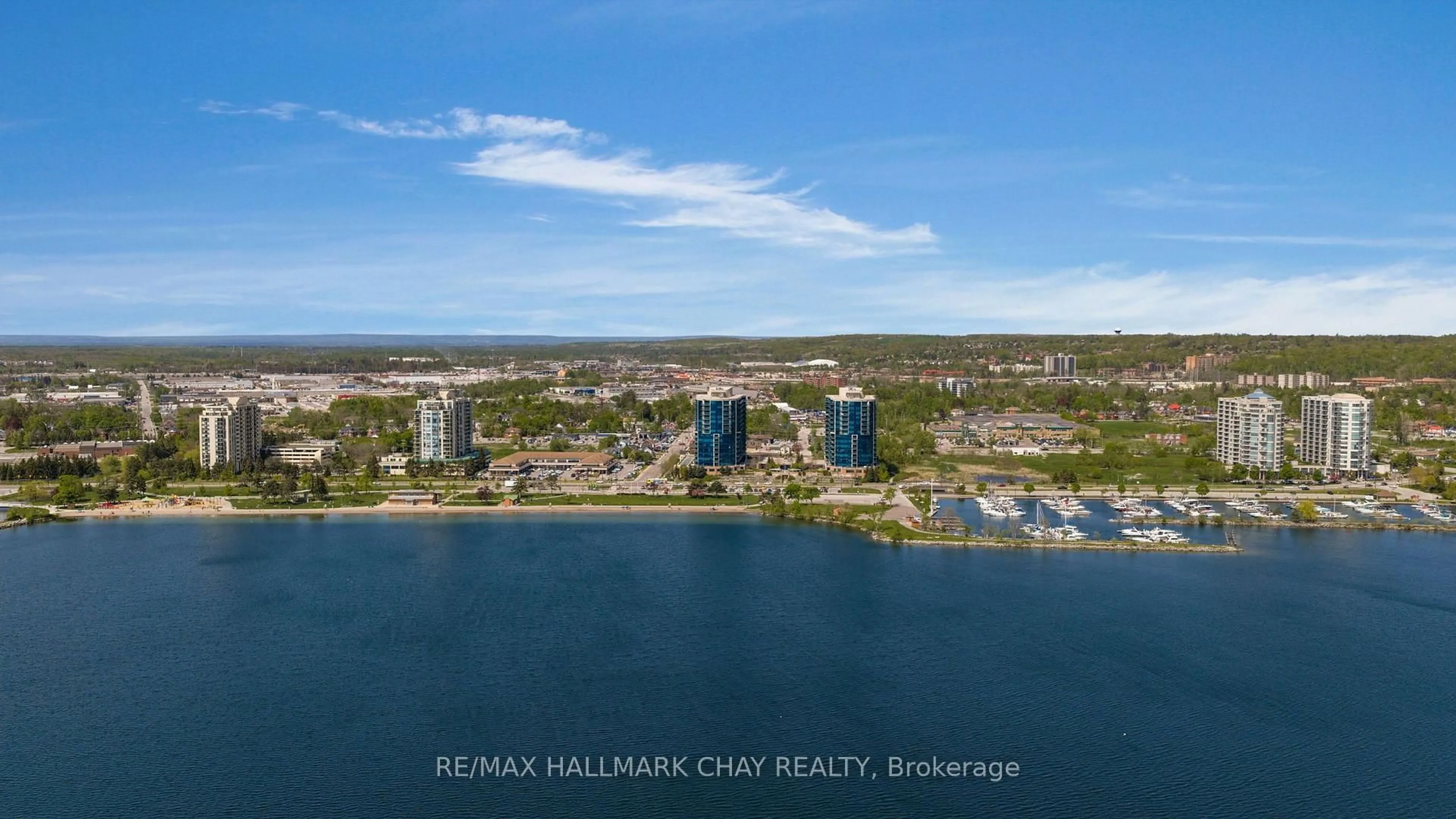 A pic from outside/outdoor area/front of a property/back of a property/a pic from drone, water/lake/river/ocean view for 37 Ellen St #702, Barrie Ontario L4N 6G2