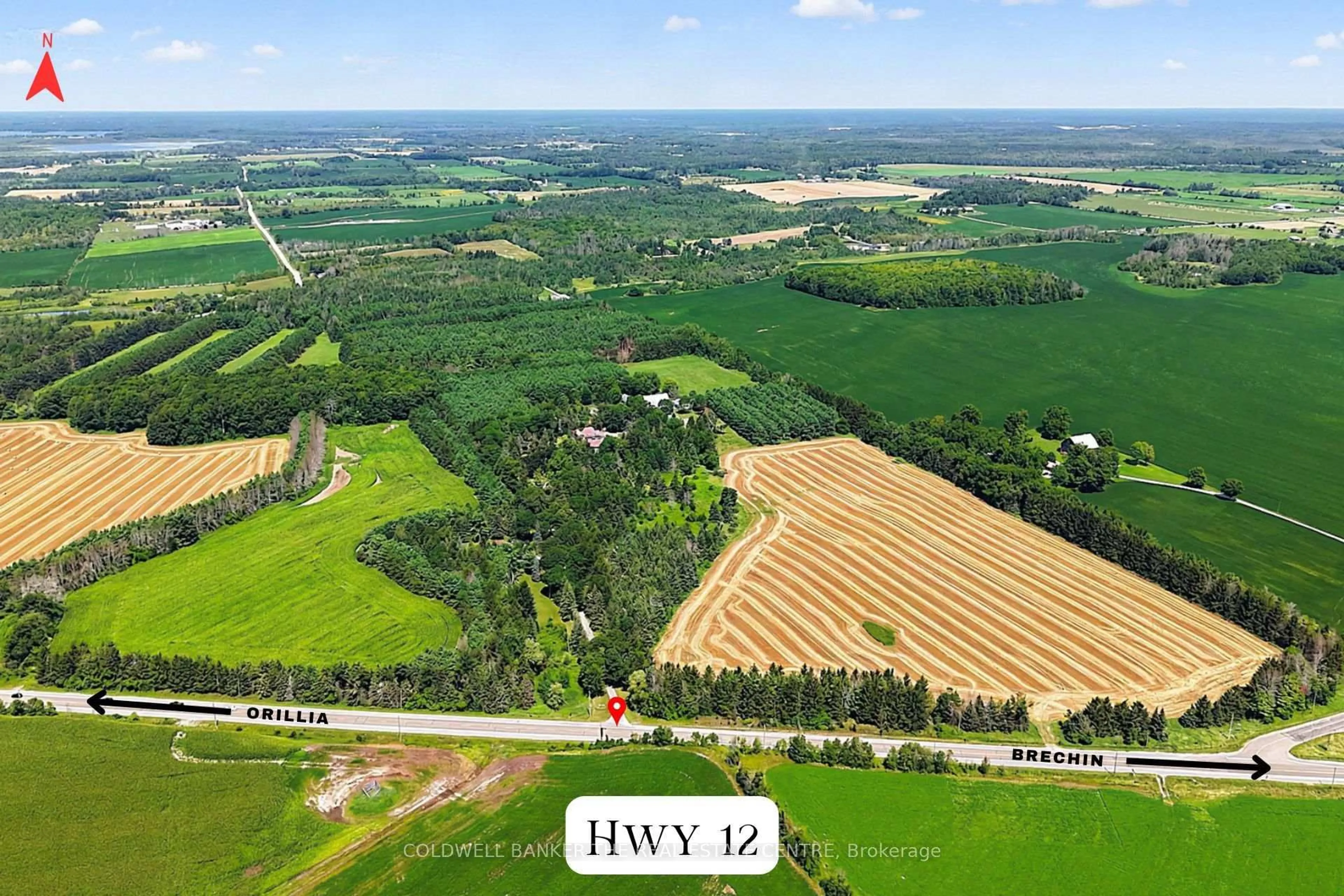 A pic from outside/outdoor area/front of a property/back of a property/a pic from drone, forest/trees view for 4361 12 Highway #*Parcel Package*, Ramara Ontario L3V 6J6