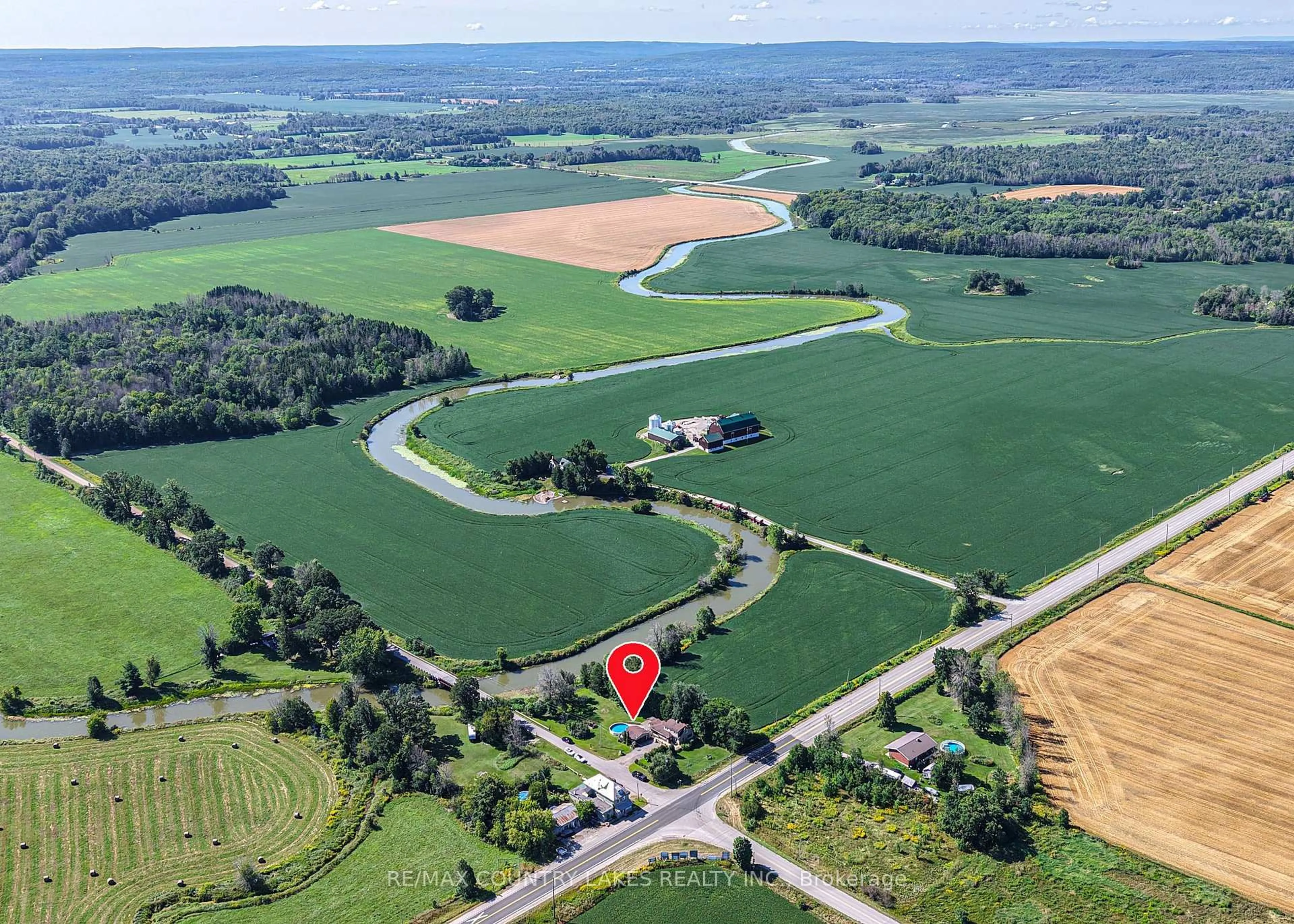 A pic from outside/outdoor area/front of a property/back of a property/a pic from drone, water/lake/river/ocean view for 1782 Lovering Line, Severn Ontario L0K 1E0