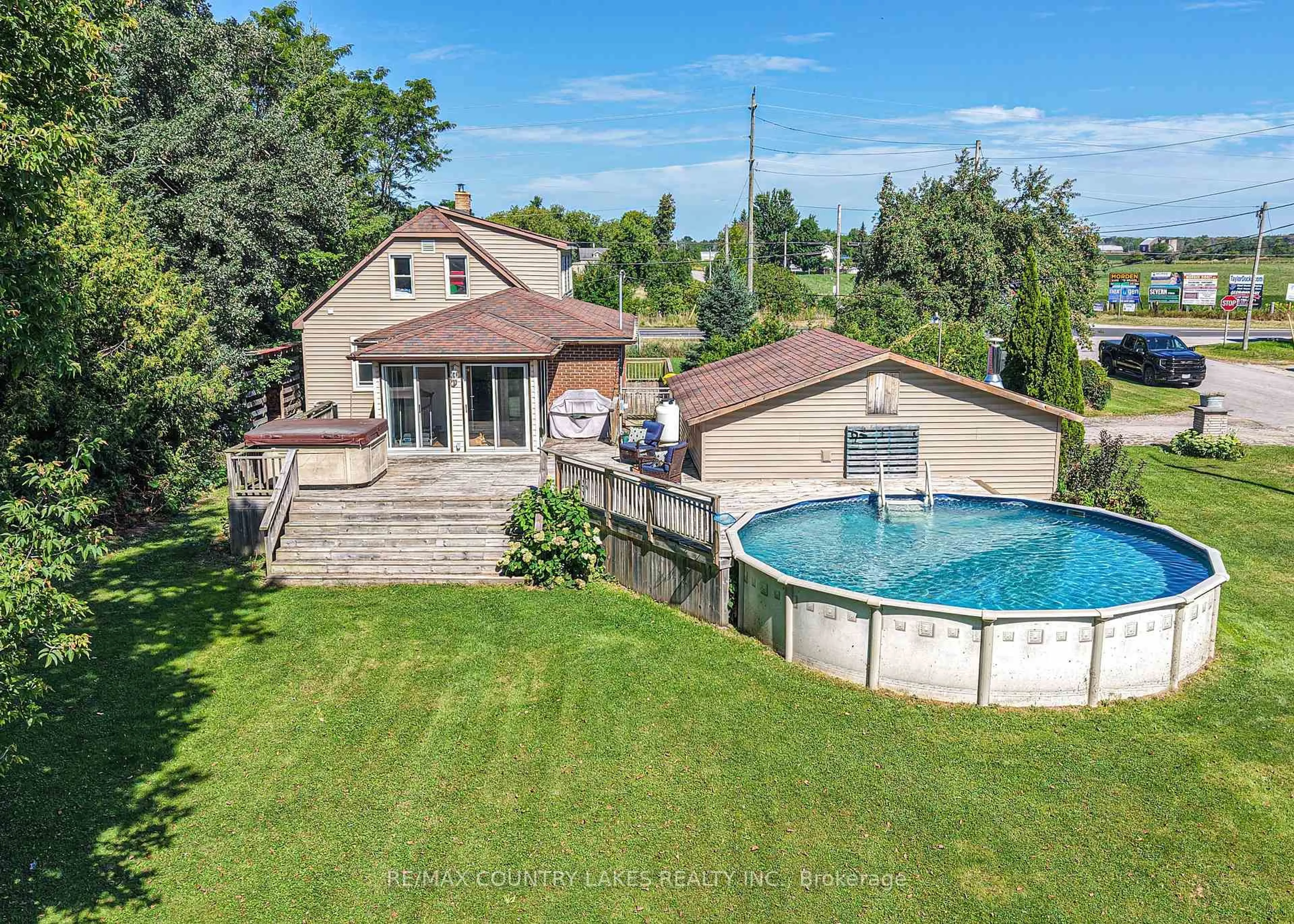 A pic from outside/outdoor area/front of a property/back of a property/a pic from drone, water/lake/river/ocean view for 1782 Lovering Line, Severn Ontario L0K 1E0