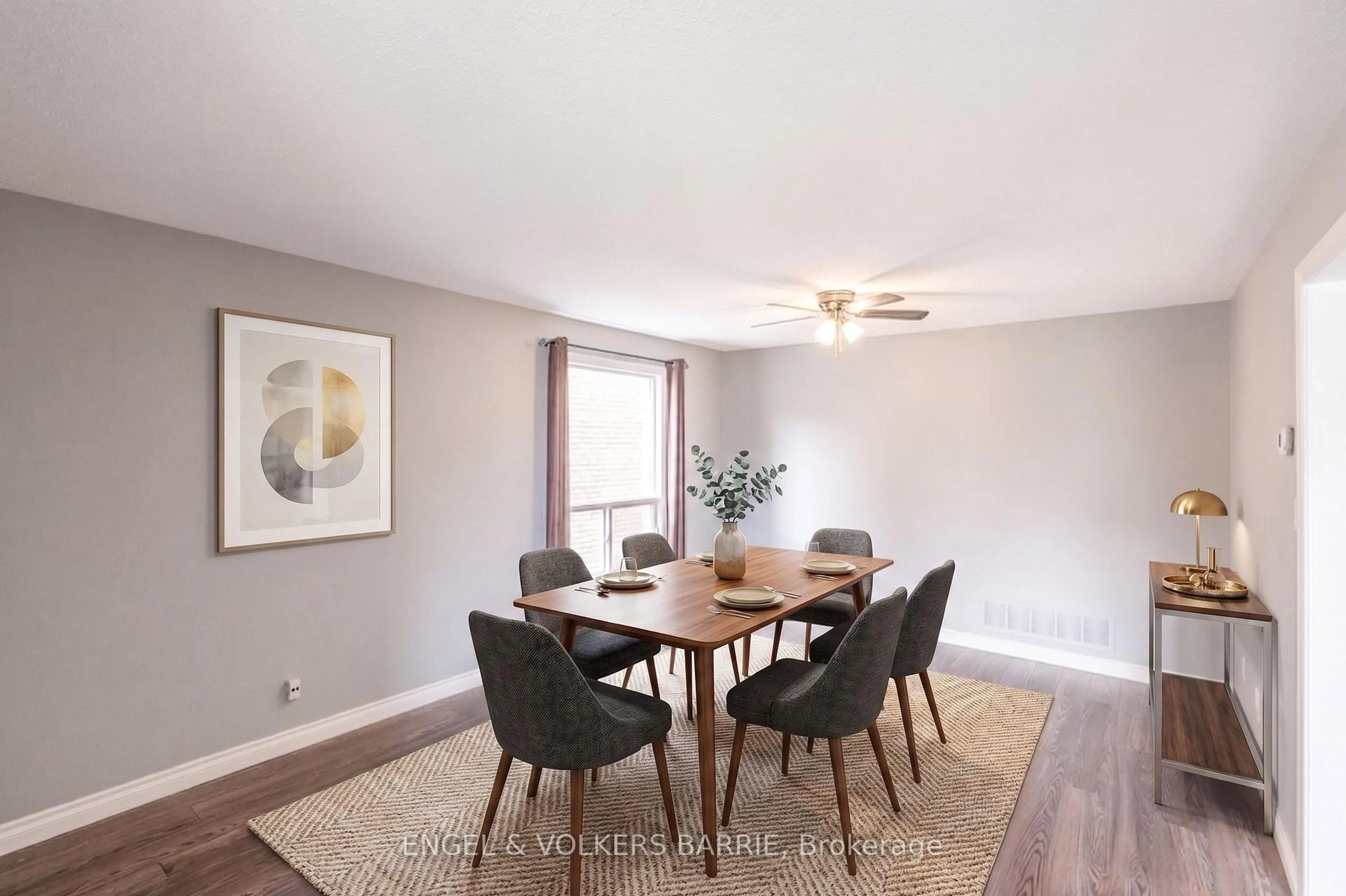 Dining room, wood/laminate floor for 94 Ferguson Dr, Barrie Ontario L4N 7E5