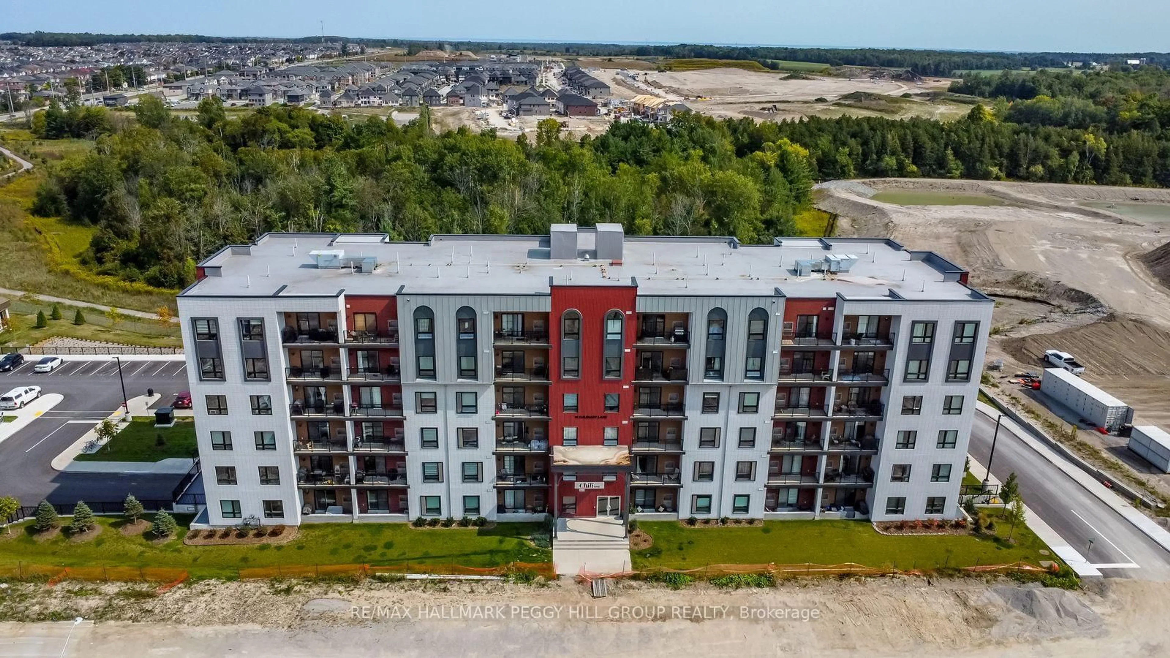 A pic from outside/outdoor area/front of a property/back of a property/a pic from drone, city buildings view from balcony for 10 Culinary Lane #602, Barrie Ontario L9J 0K2