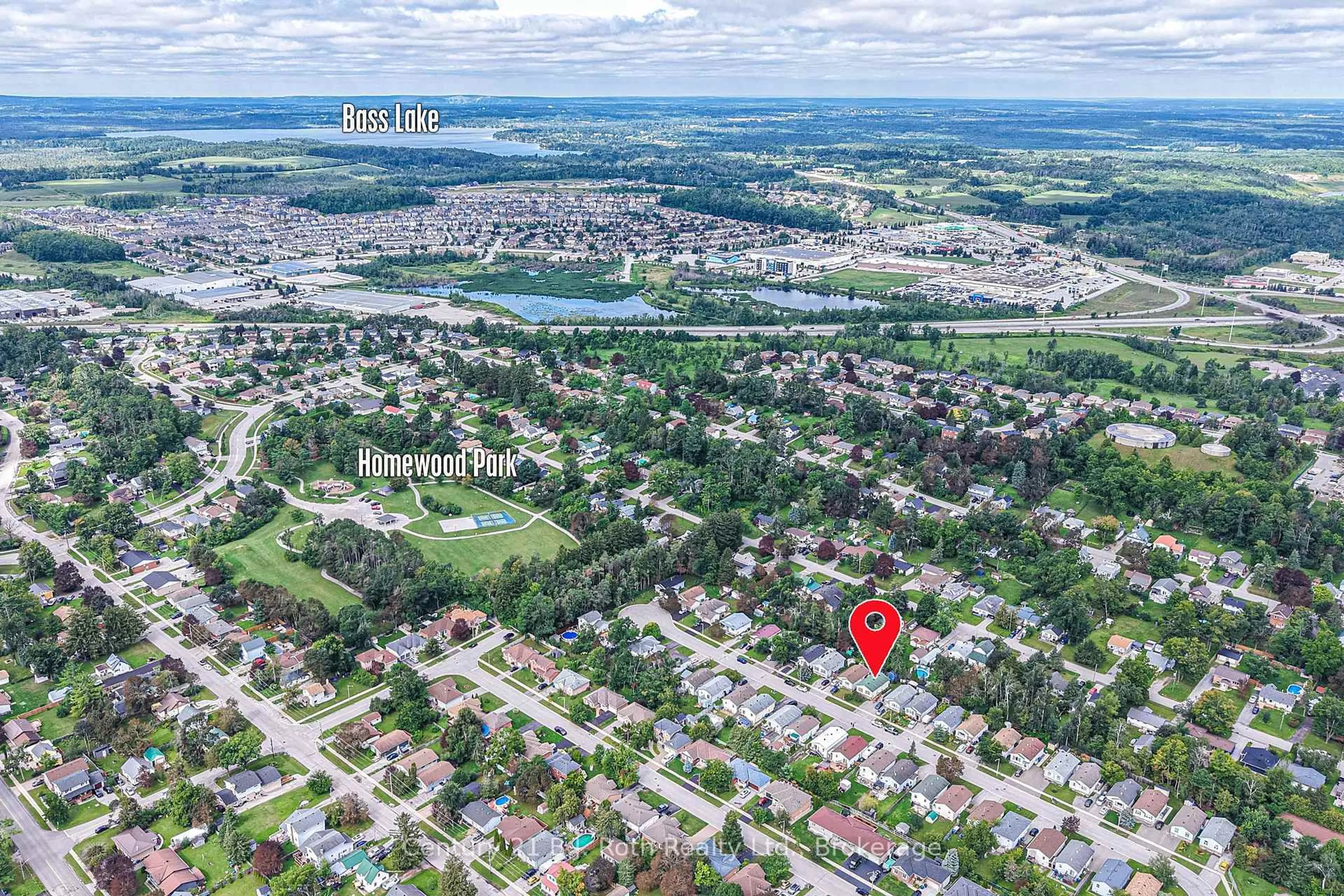 A pic from outside/outdoor area/front of a property/back of a property/a pic from drone, water/lake/river/ocean view for 38 Louise Lane, Orillia Ontario L3V 7W1