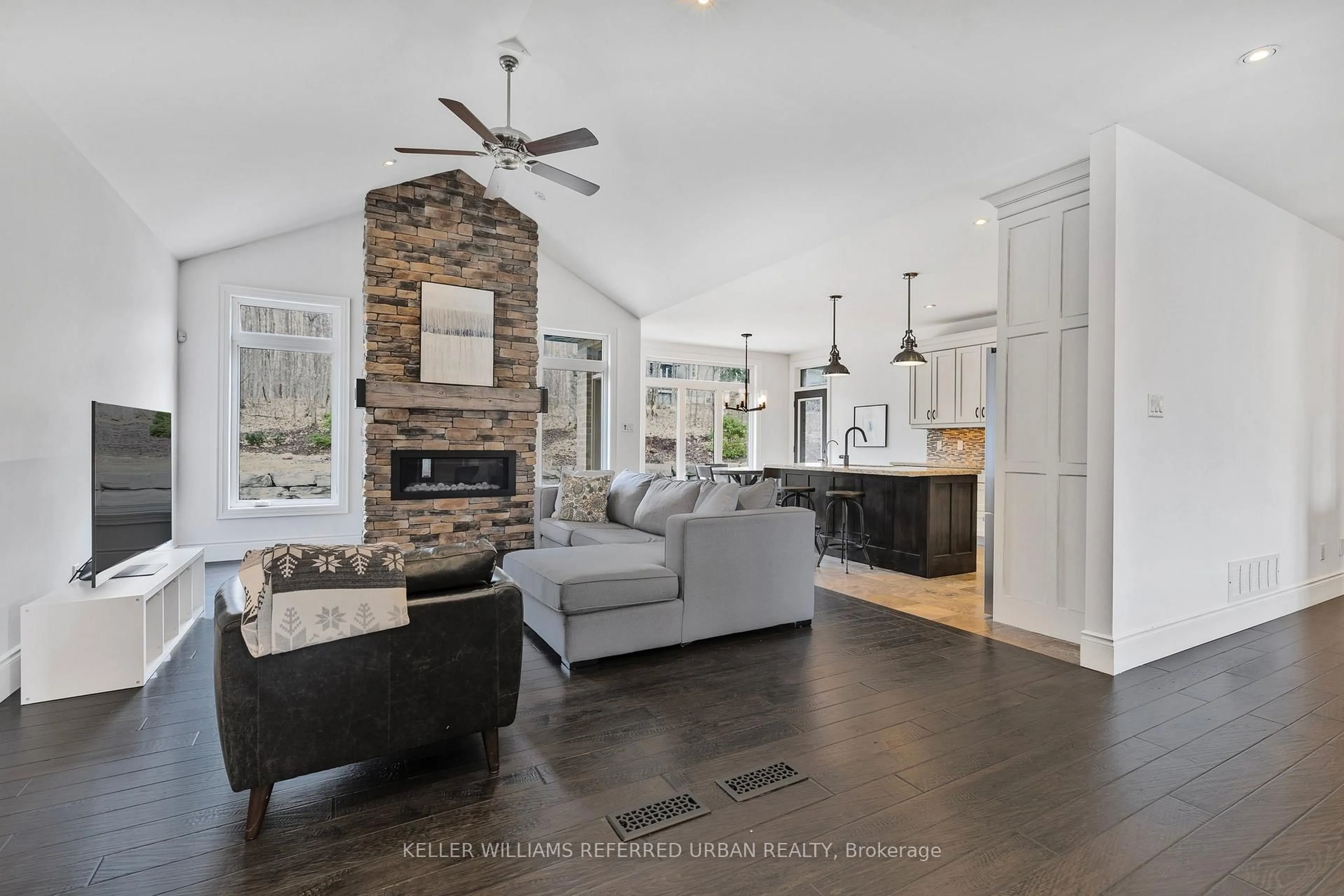 Open concept kitchen, ceramic/tile floor for 25 Heron Blvd, Springwater Ontario L0L 1Y3