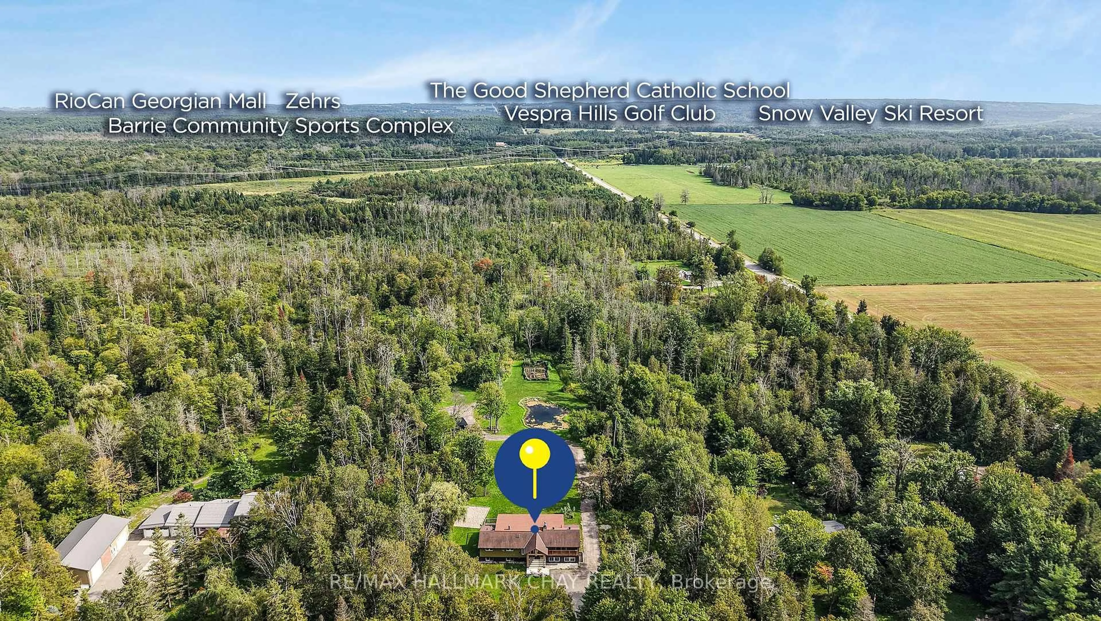 A pic from outside/outdoor area/front of a property/back of a property/a pic from drone, forest/trees view for 1507 Hendrie Rd, Springwater Ontario L0L 1Y2