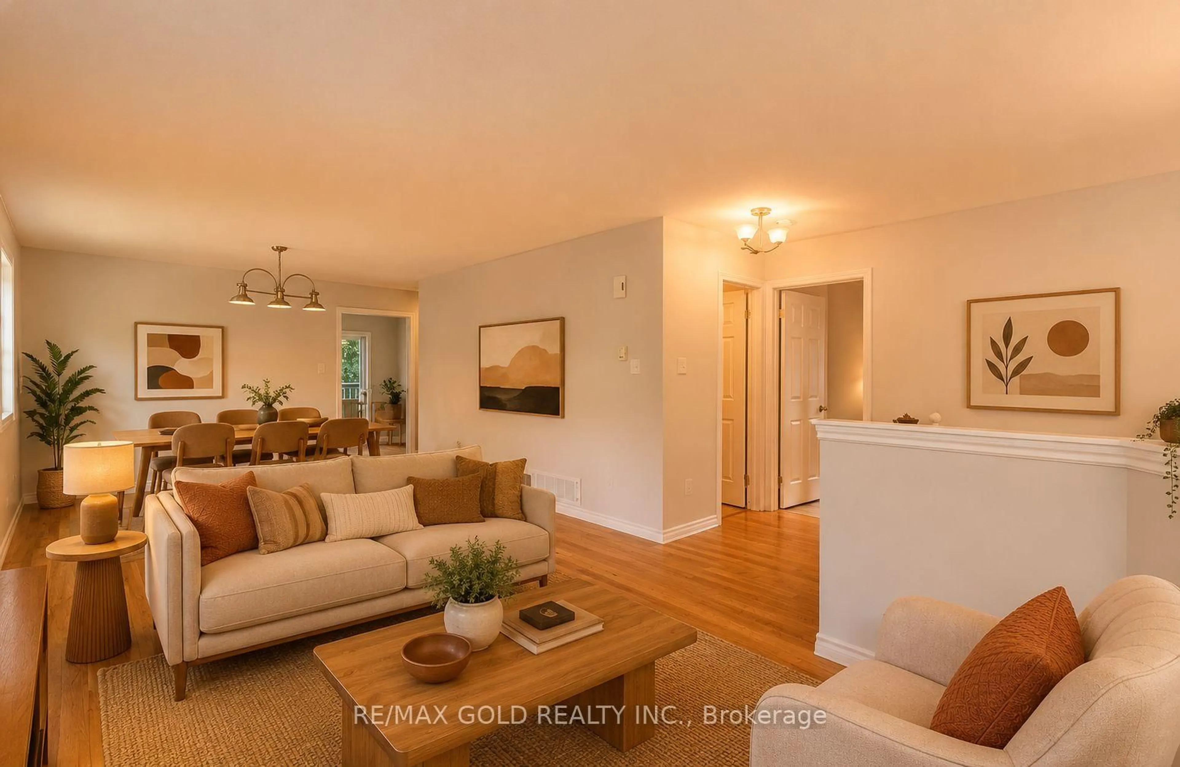 Living room with furniture, wood/laminate floor for 117 Wawinet St, Midland Ontario L4R 5A9