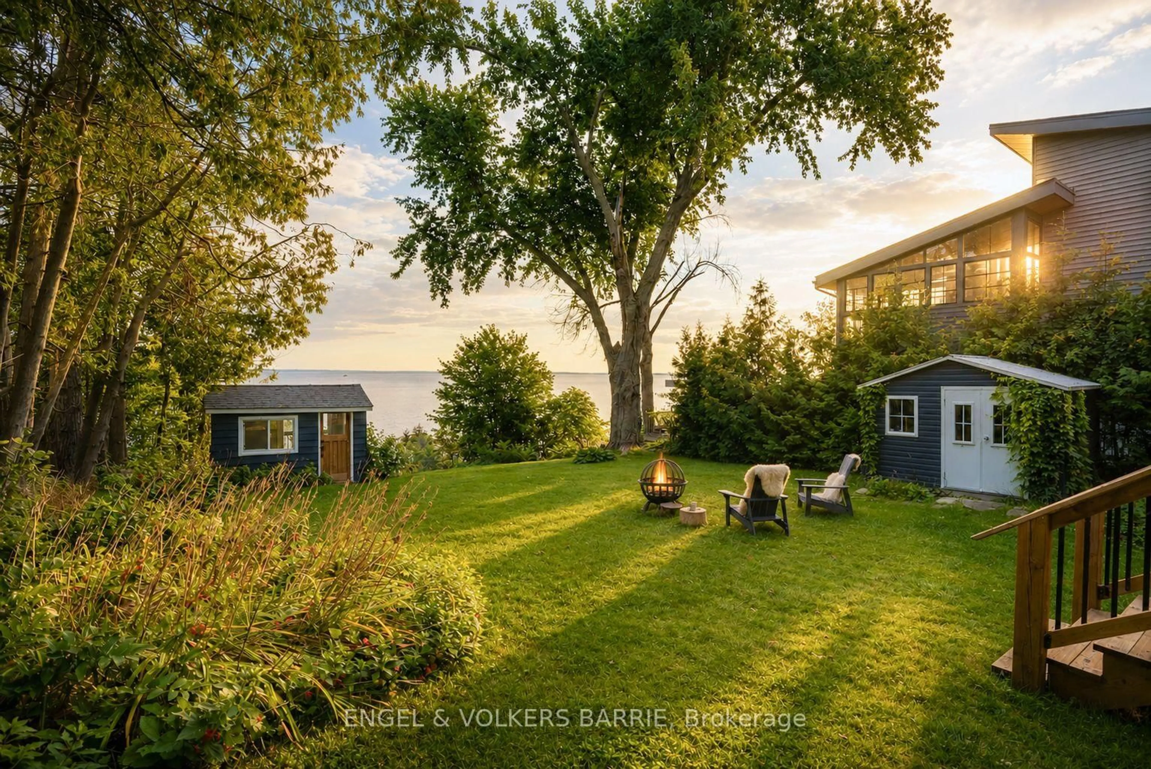A pic from outside/outdoor area/front of a property/back of a property/a pic from drone, water/lake/river/ocean view for 2371 Lakeshore Rd, Oro-Medonte Ontario L0L 1T0
