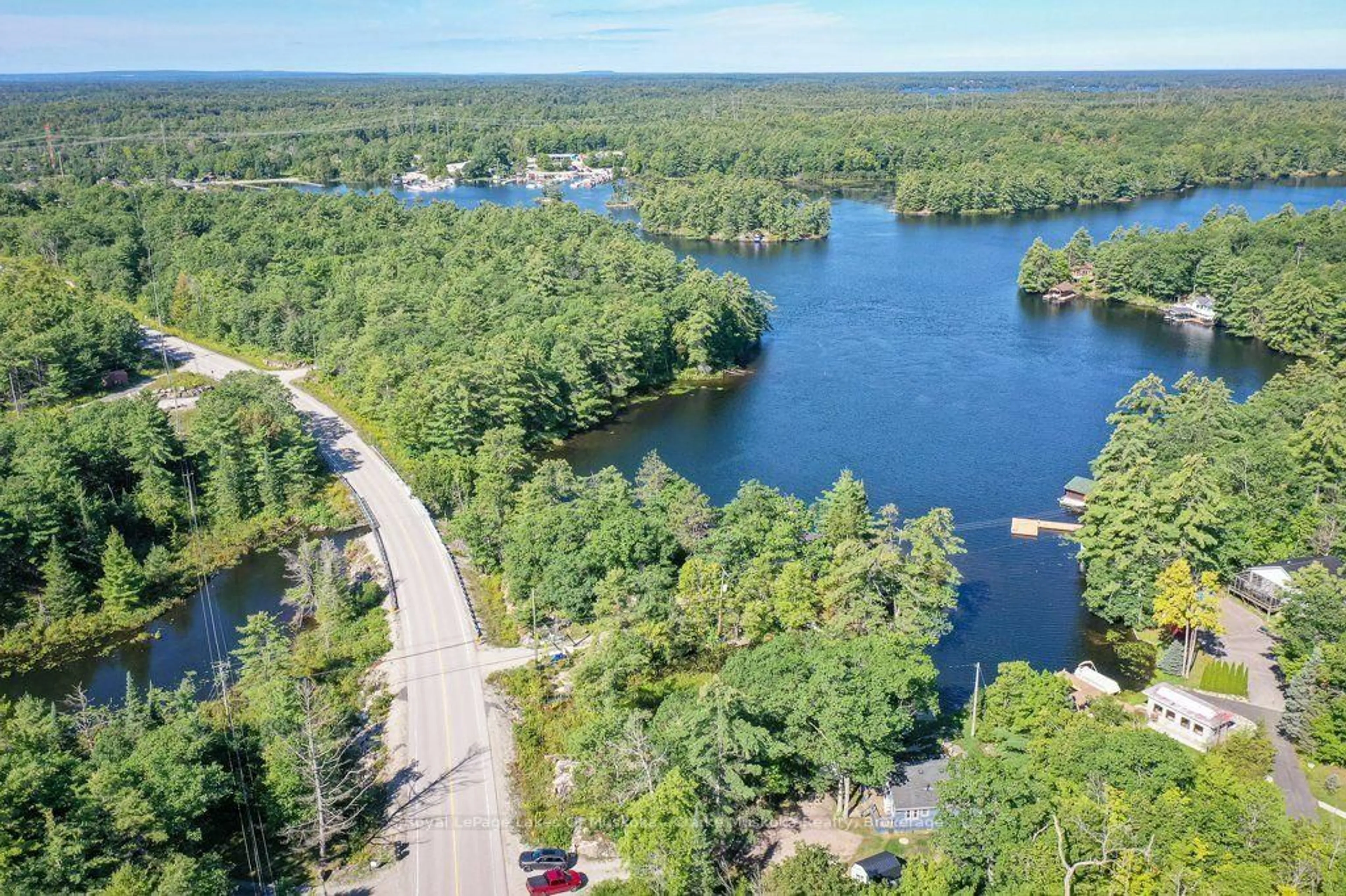 A pic from outside/outdoor area/front of a property/back of a property/a pic from drone, water/lake/river/ocean view for 6881 Upper Big Chute Rd, Severn Ontario L0K 1E0
