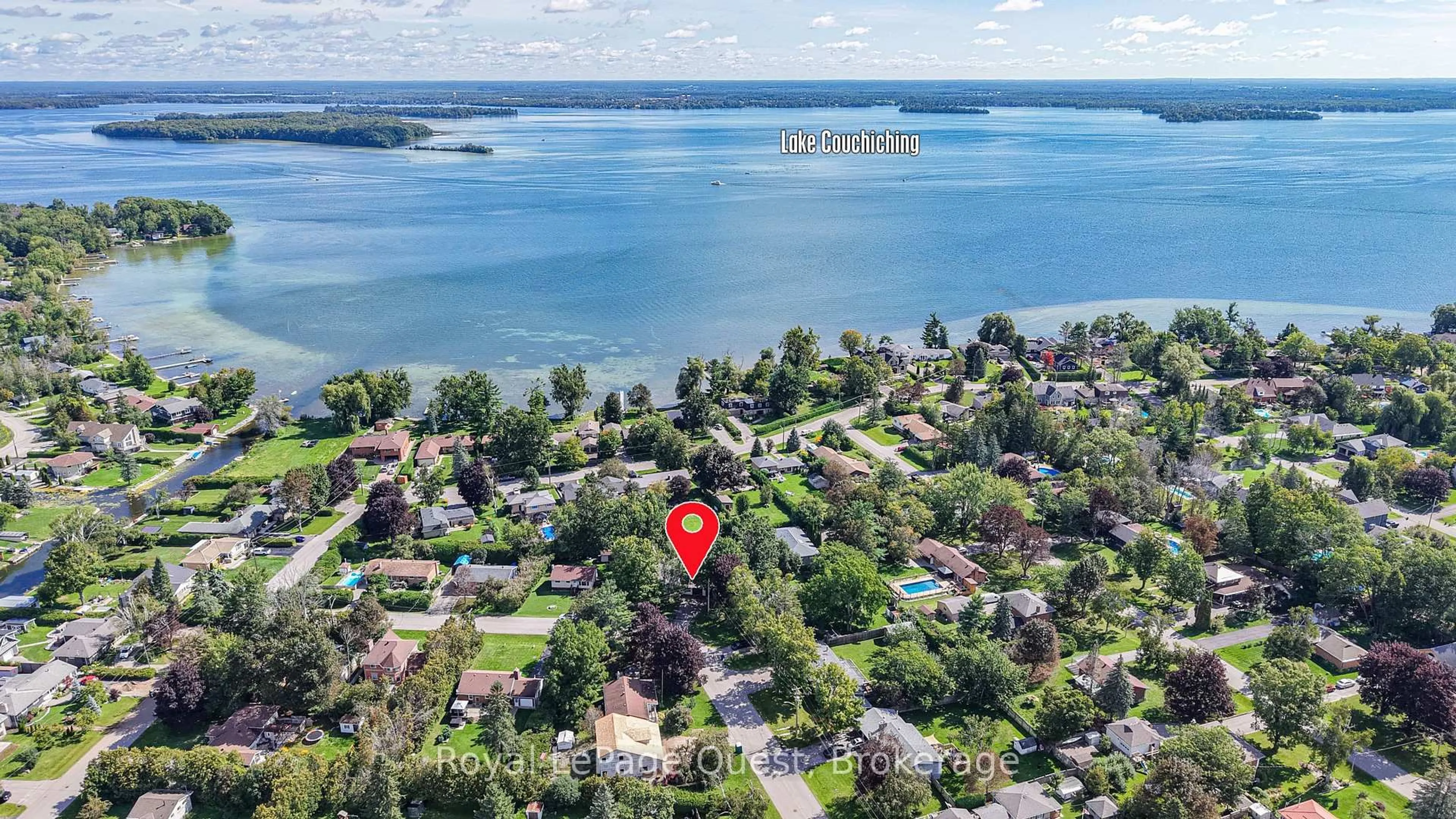 A pic from outside/outdoor area/front of a property/back of a property/a pic from drone, water/lake/river/ocean view for 17 Hughes Rd, Orillia Ontario L3V 2L9