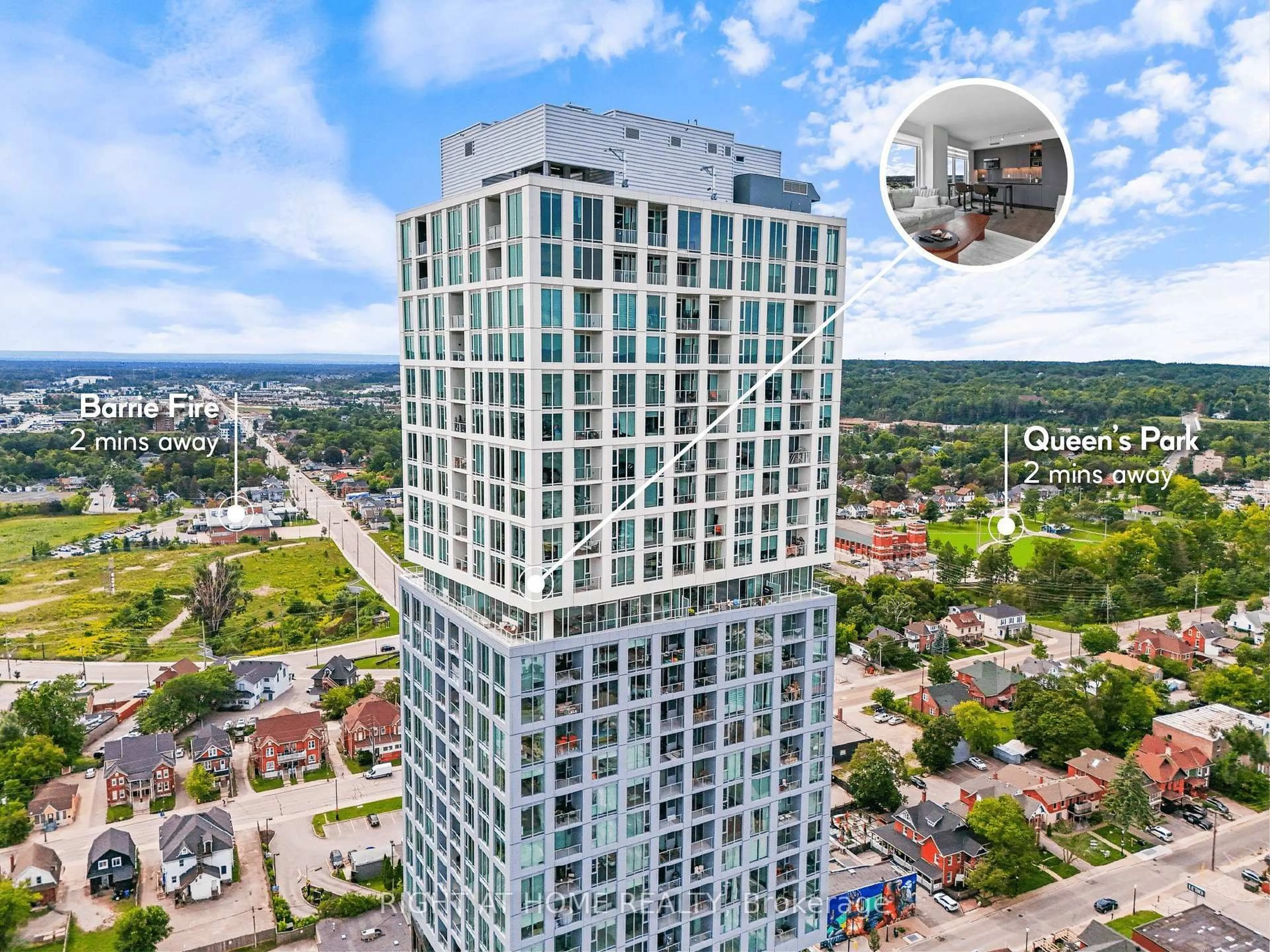A pic from outside/outdoor area/front of a property/back of a property/a pic from drone, city buildings view from balcony for 39 Mary St, Barrie Ontario L4N 1S9