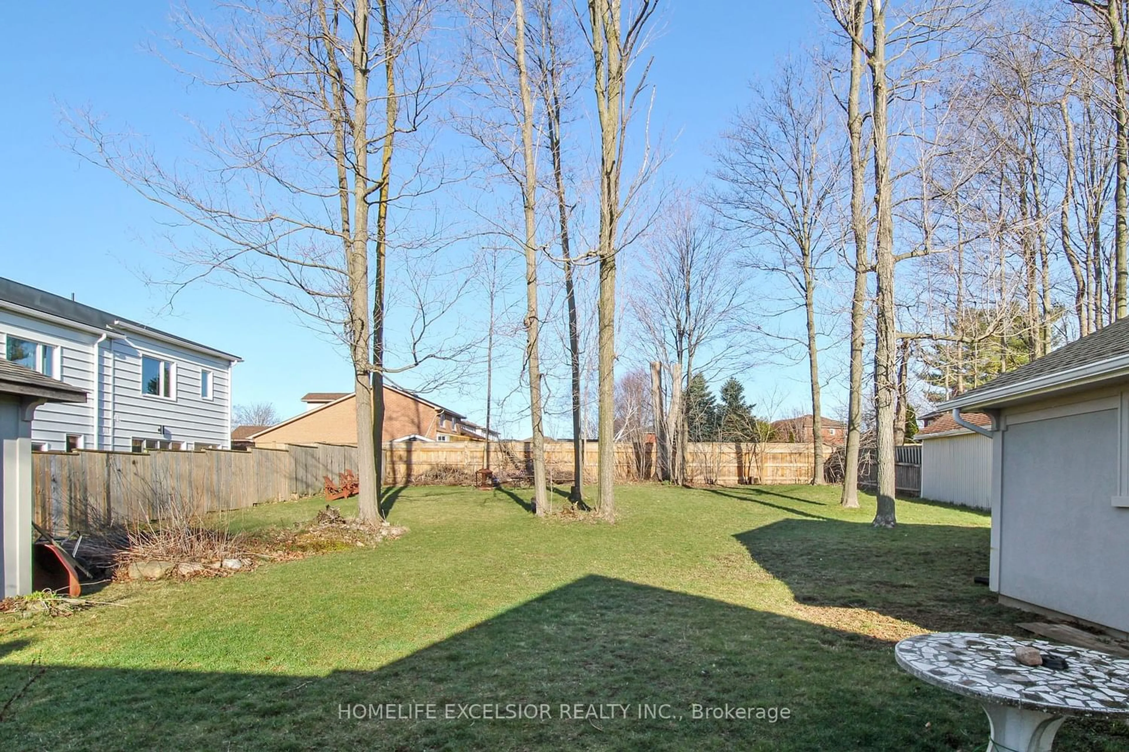 Patio, the fenced backyard for 827 Essa Rd, Barrie Ontario L4N 9G5