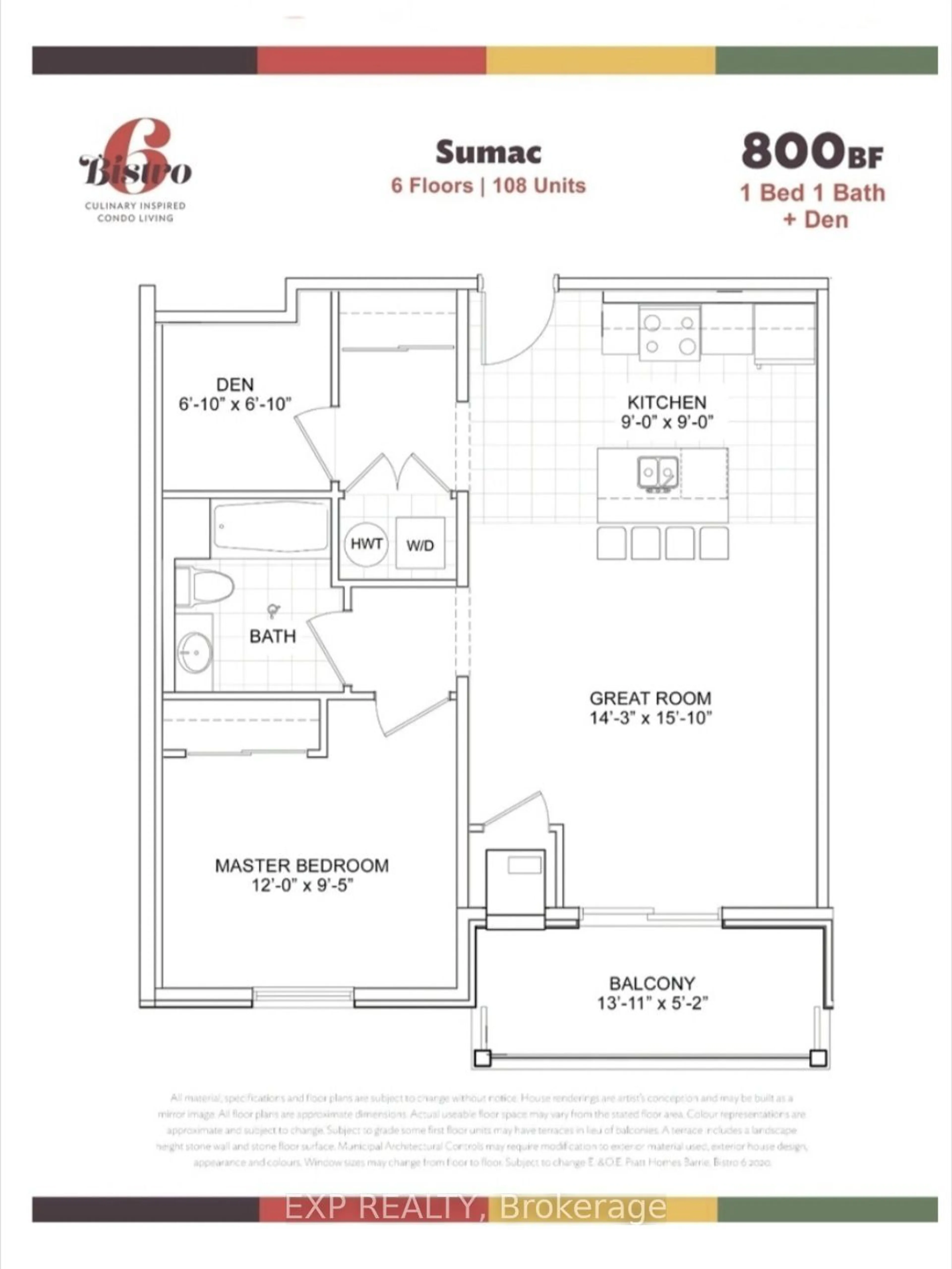 Floor plan for 4 Spice Way #506, Barrie Ontario L9J 0M2