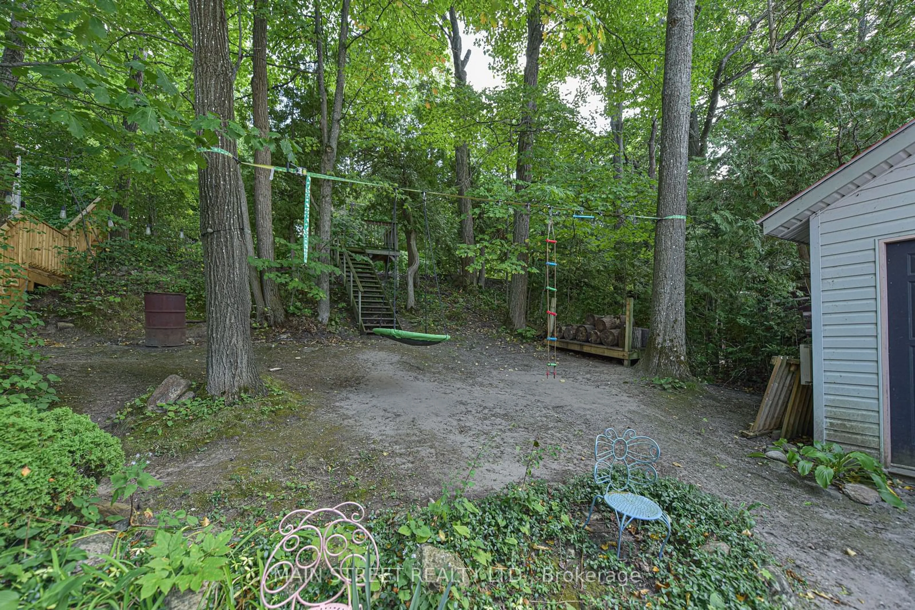 Patio, the fenced backyard for 1316 Black Beach Lane, Ramara Ontario L0K 1B0