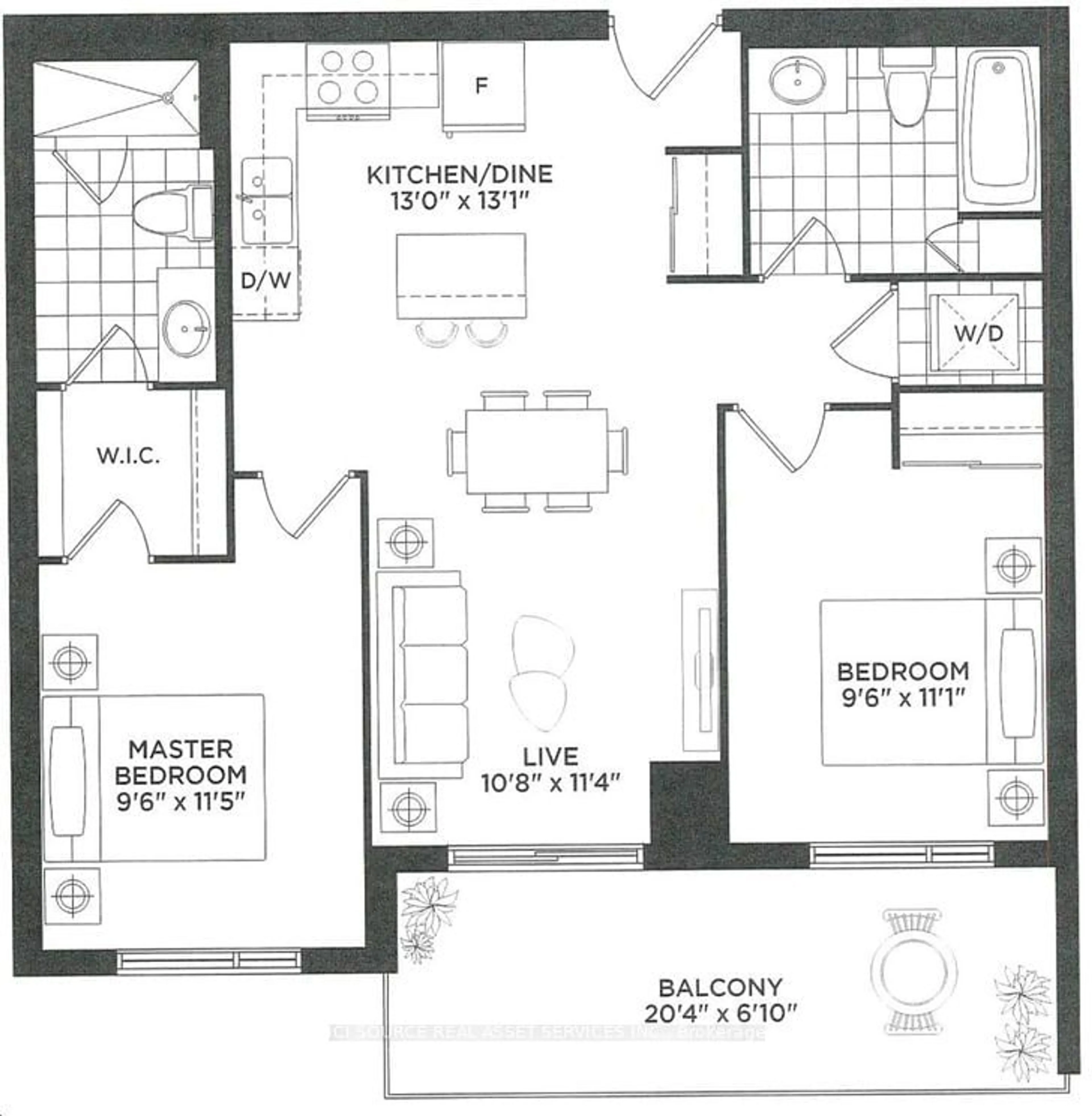 Floor plan for 58 Lakeside Terr #815, Barrie Ontario L4M 0L5