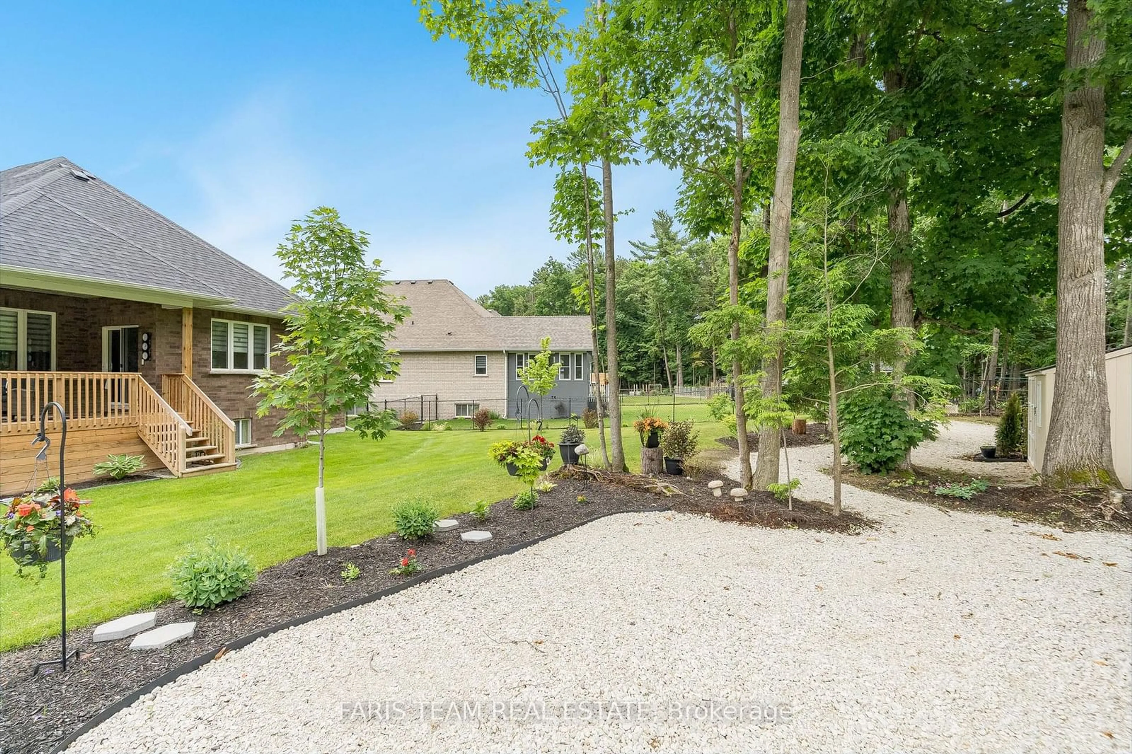 Patio, the fenced backyard for 26 Natures Tr, Wasaga Beach Ontario L9Z 0H4