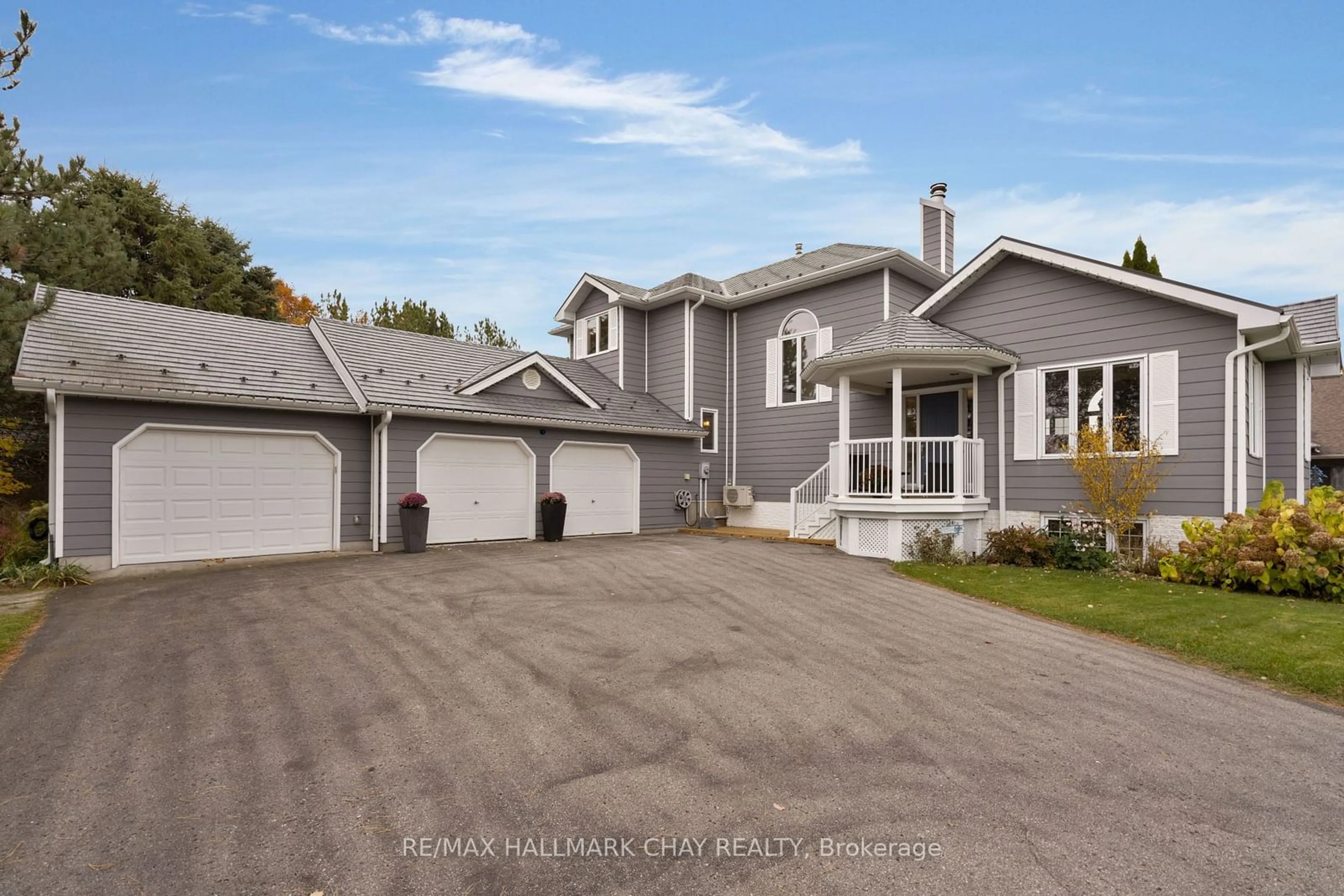 Frontside or backside of a home, the street view for 54 Highland Dr, Oro-Medonte Ontario L0L 2L0