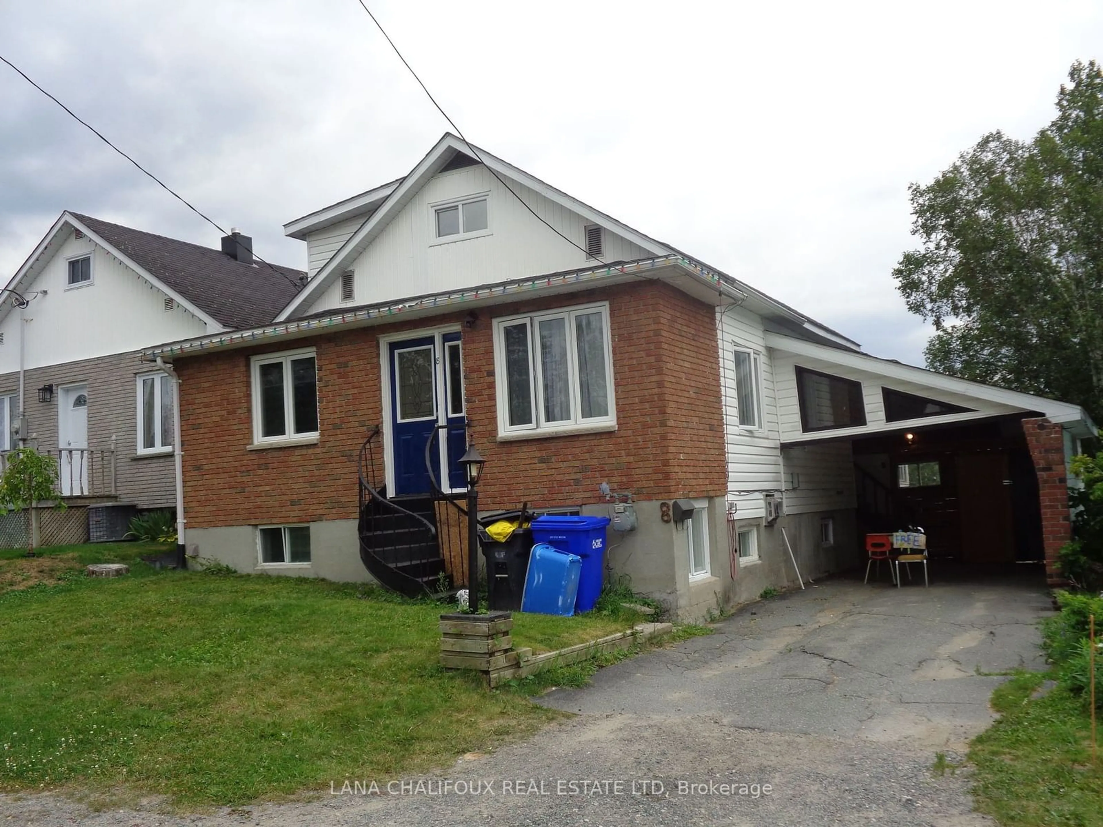 Frontside or backside of a home, the front or back of building for 8 Rand Ave, Kirkland Lake Ontario P2N 2S8