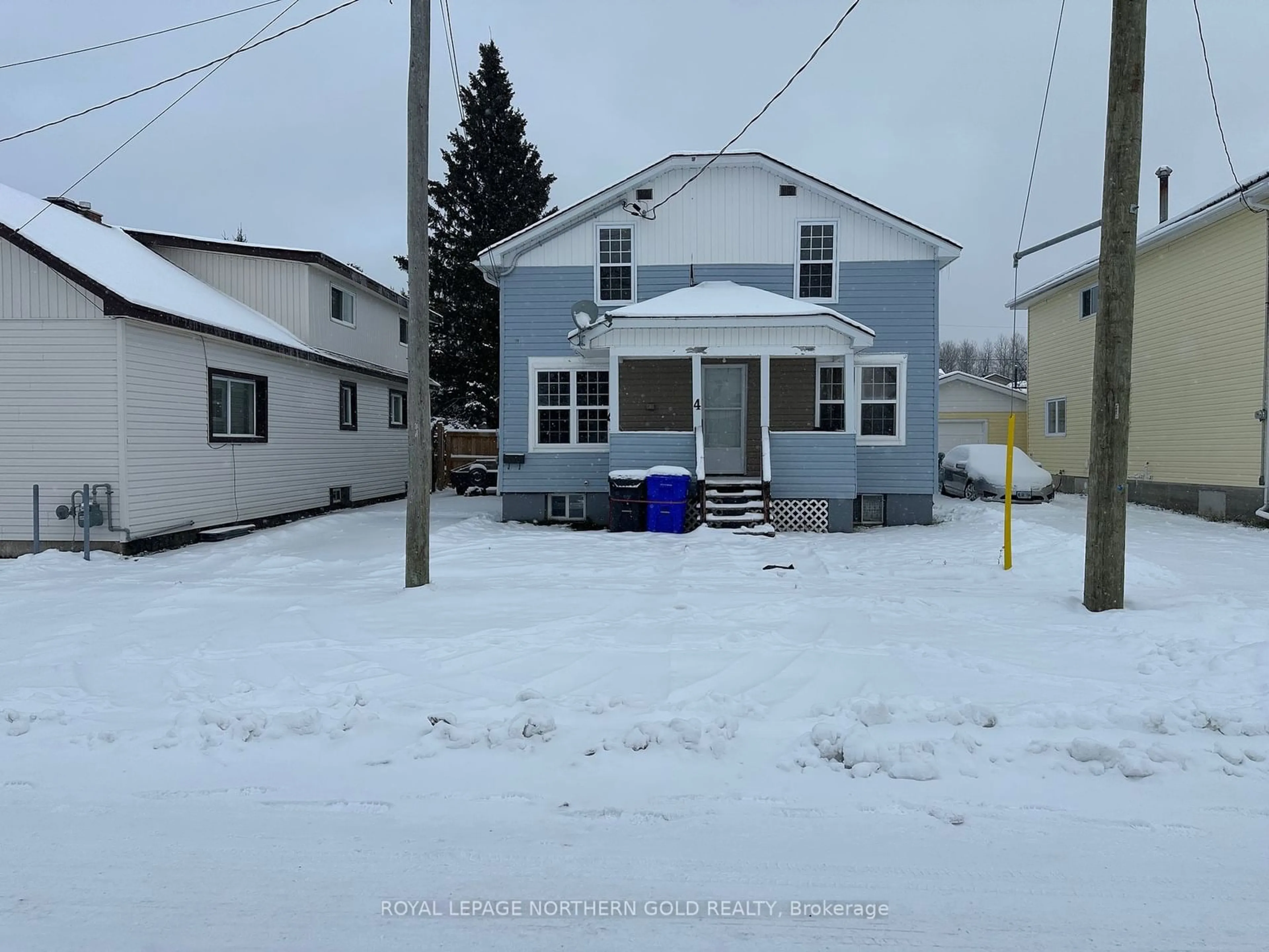 Frontside or backside of a home, the street view for 4 Baron St, Kirkland Lake Ontario P2N 2Y2