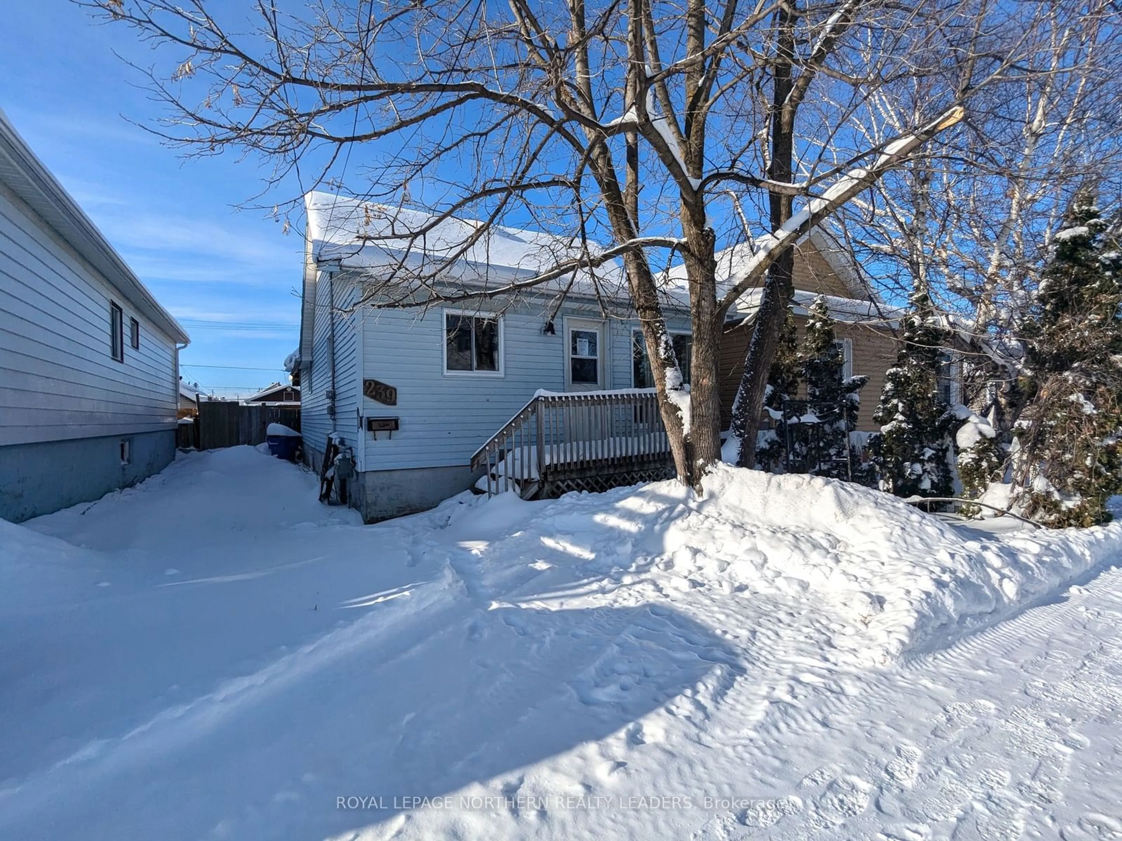 A pic from outside/outdoor area/front of a property/back of a property/a pic from drone, street for 239 Birch St, Timmins Ontario P4N 6E4