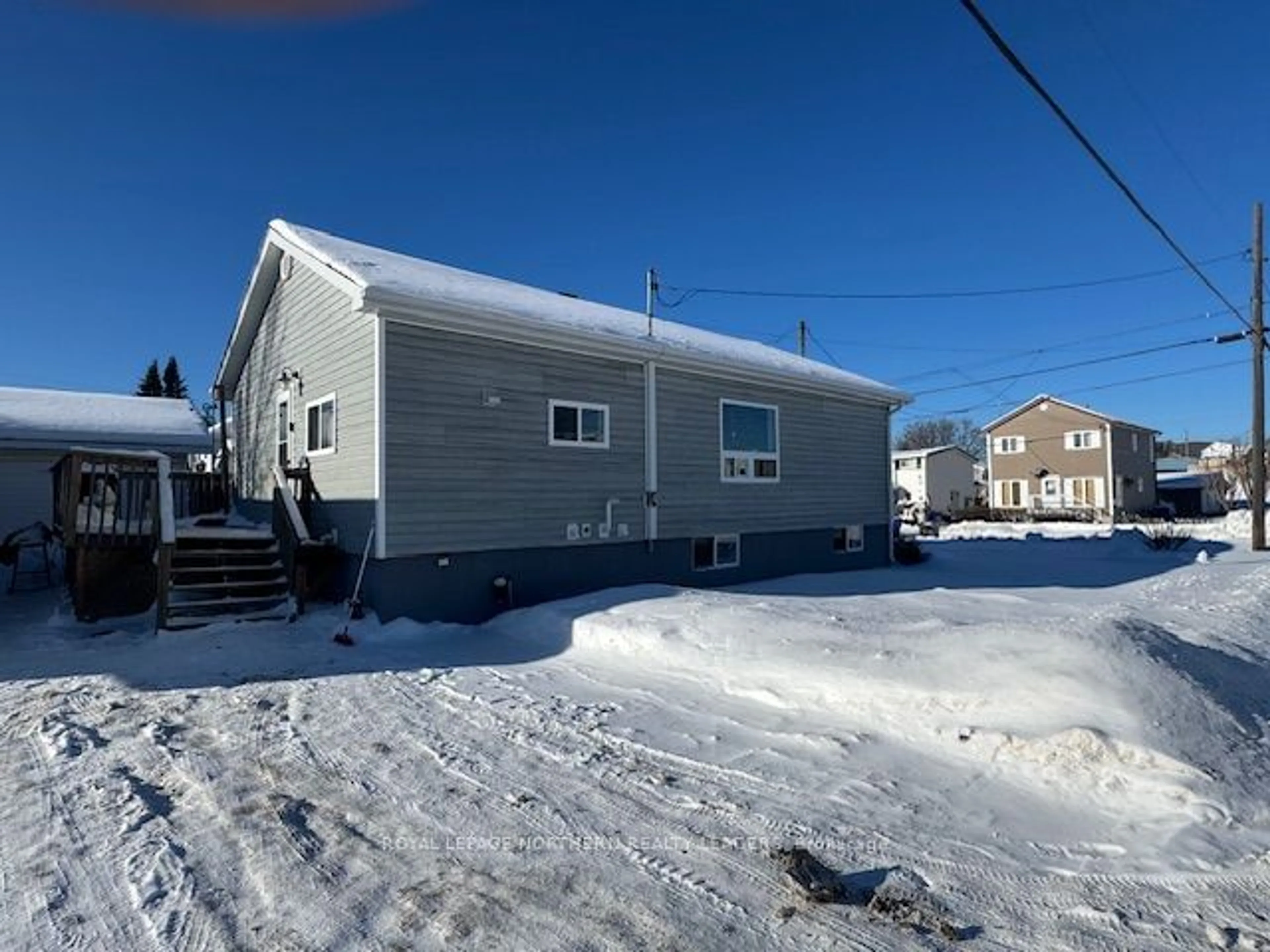 A pic from outside/outdoor area/front of a property/back of a property/a pic from drone, street for 343 Belanger Ave, Timmins Ontario P4N 2W3