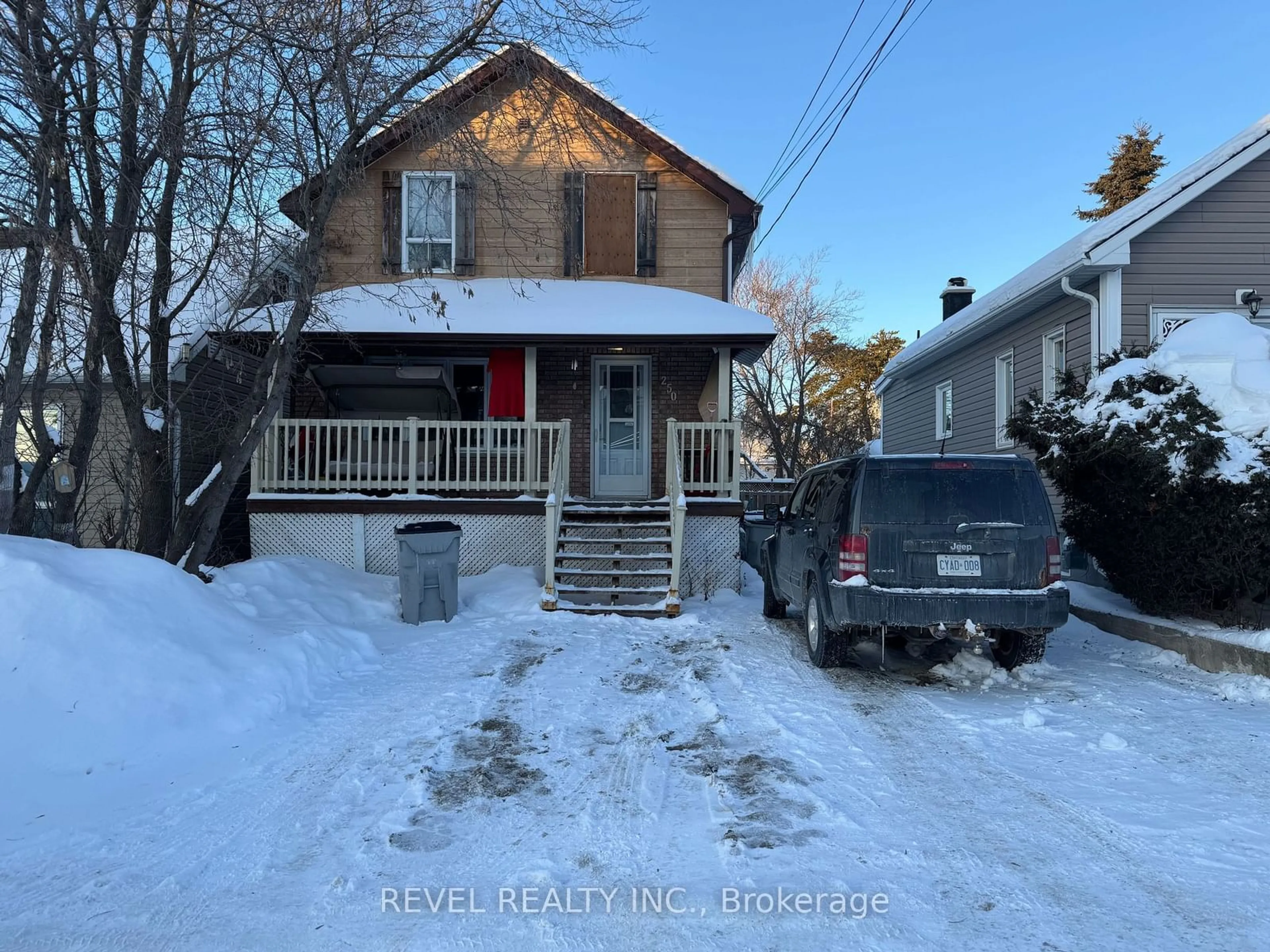 A pic from outside/outdoor area/front of a property/back of a property/a pic from drone, street for 250 Belanger Ave, Timmins Ontario P4N 2V9