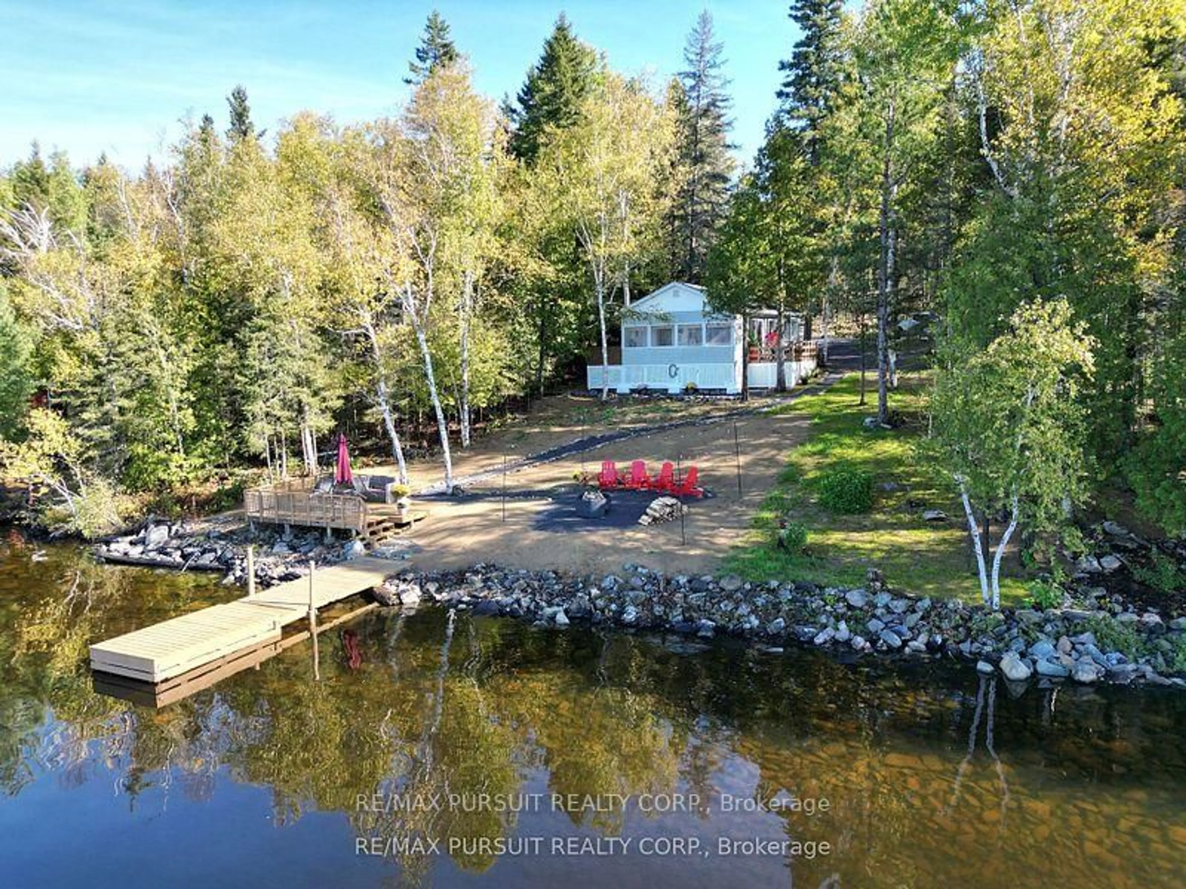 A pic from outside/outdoor area/front of a property/back of a property/a pic from drone, water/lake/river/ocean view for A30 PORTAGE BAY ROAD A Rd, Timiskaming Ontario P0J 1C0