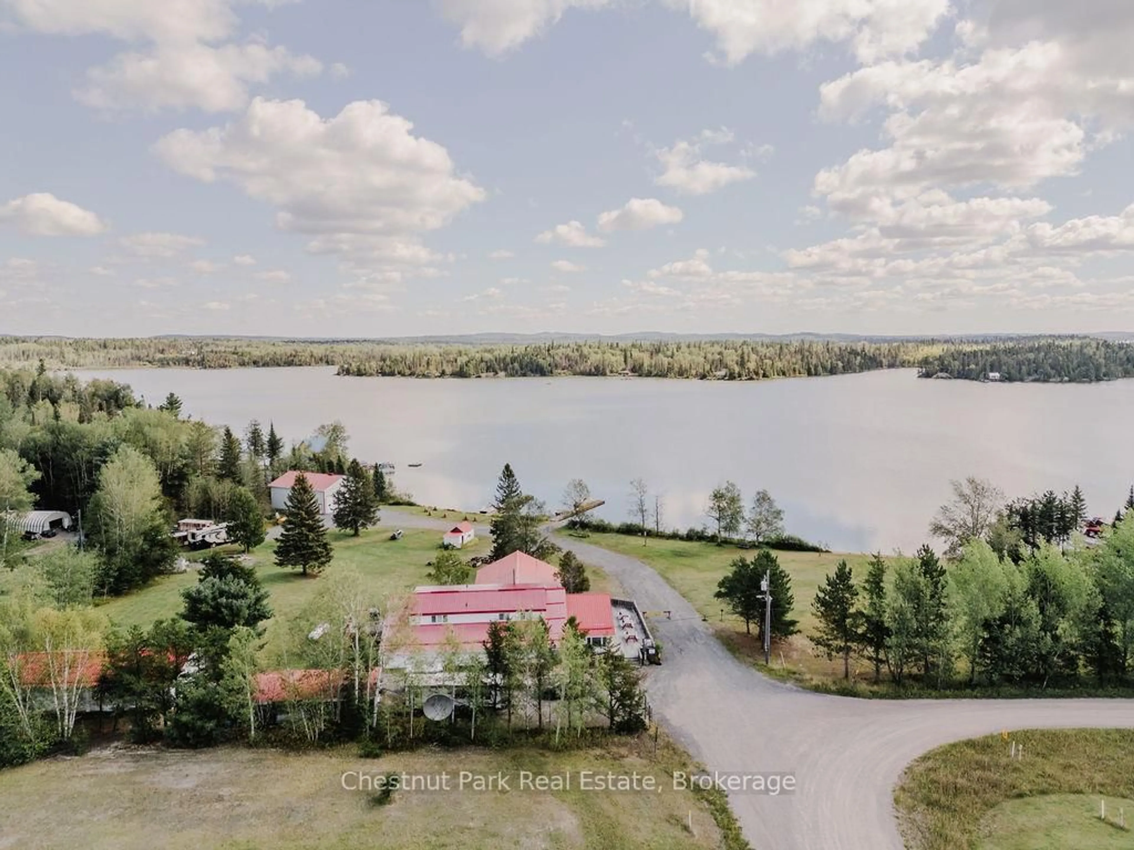 A pic from outside/outdoor area/front of a property/back of a property/a pic from drone, water/lake/river/ocean view for 501 Resort Rd, Kirkland Lake Ontario P0K 1S0