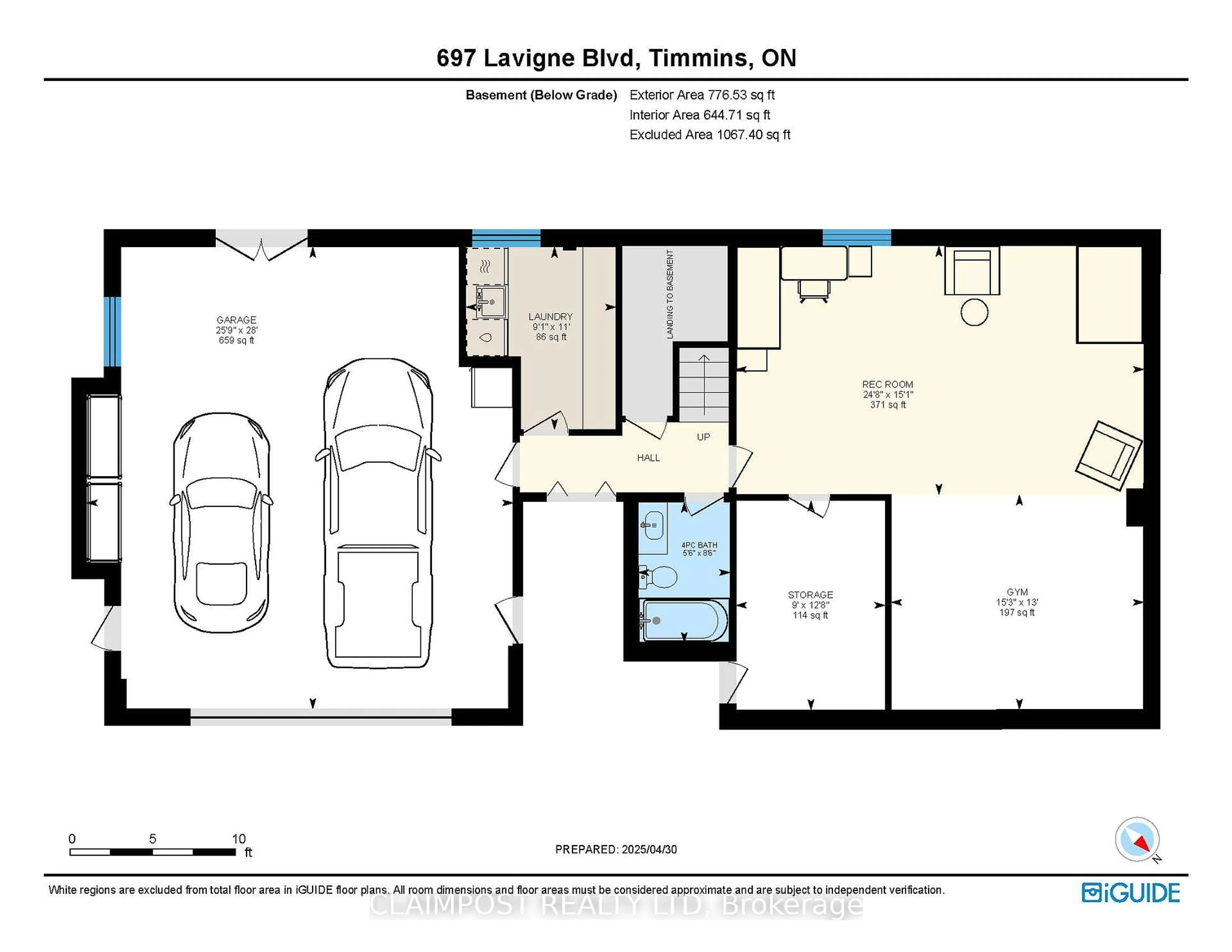 Floor plan for 697 Lavigne Blvd, Timmins Ontario P4N 8M7