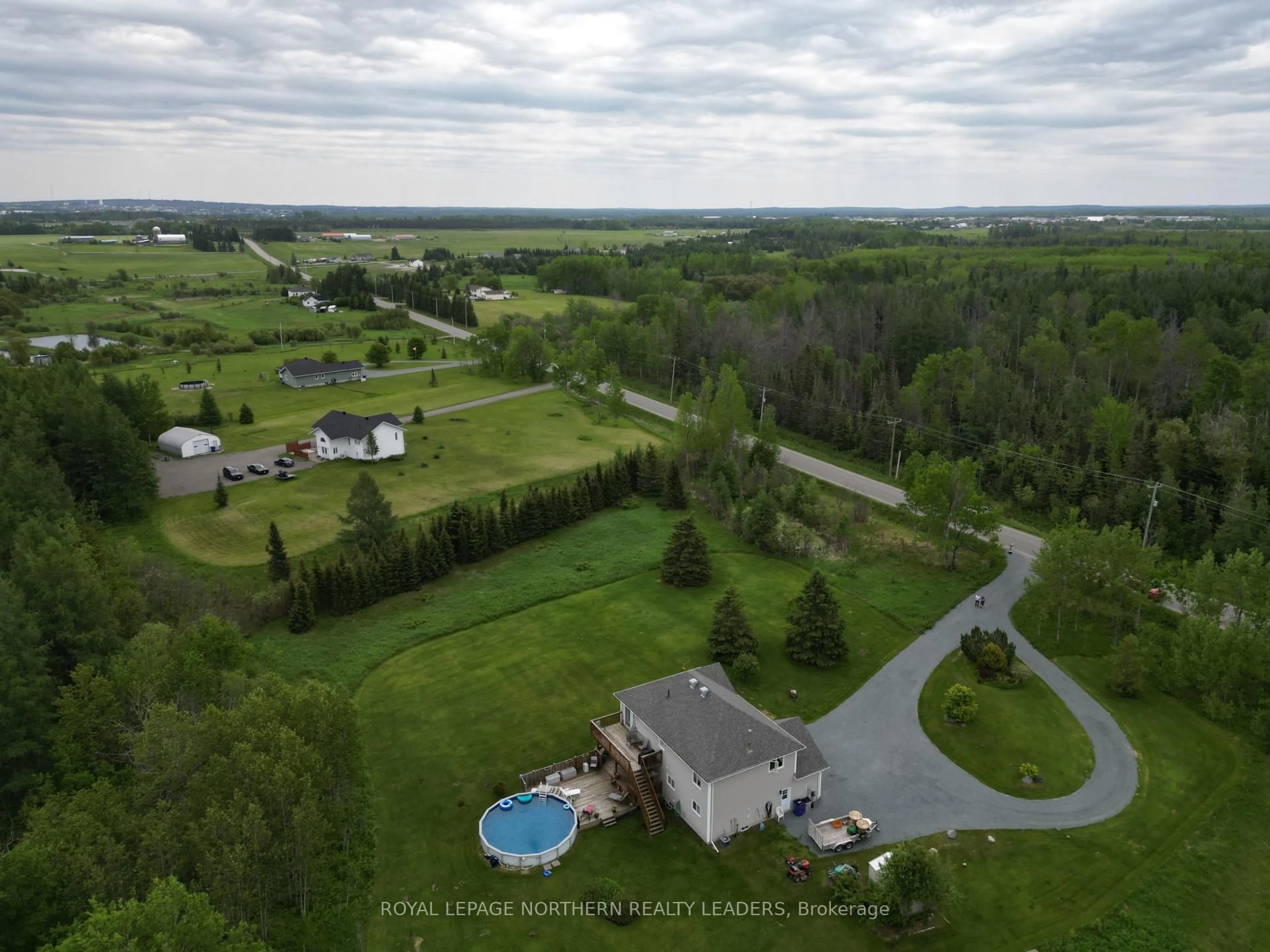 A pic from outside/outdoor area/front of a property/back of a property/a pic from drone, water/lake/river/ocean view for 1110 Sandy Falls Rd, Timmins Ontario P4N 7C3