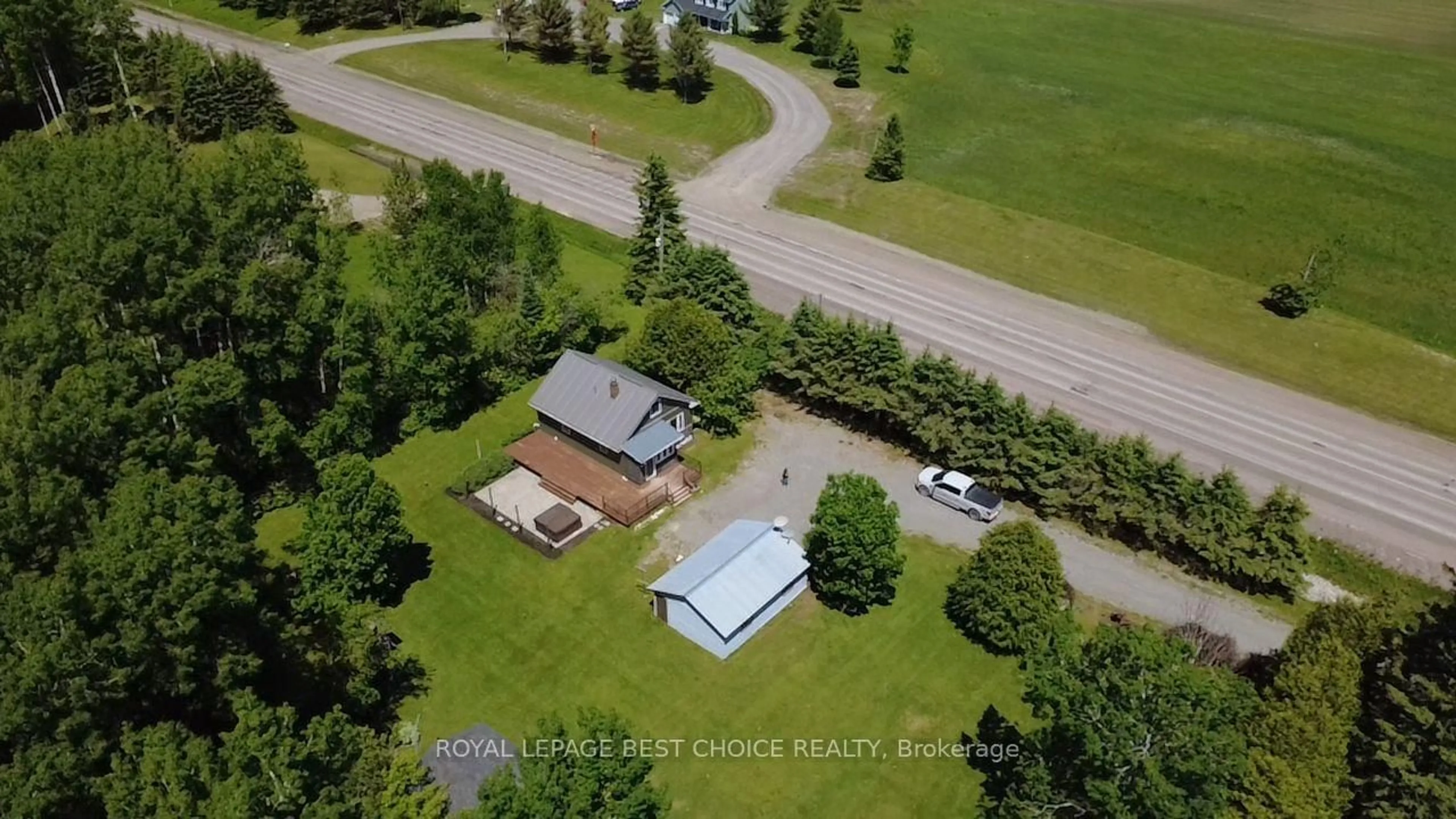 A pic from outside/outdoor area/front of a property/back of a property/a pic from drone, water/lake/river/ocean view for 335232 Highway 11, Chamberlain Ontario P0J 1H0